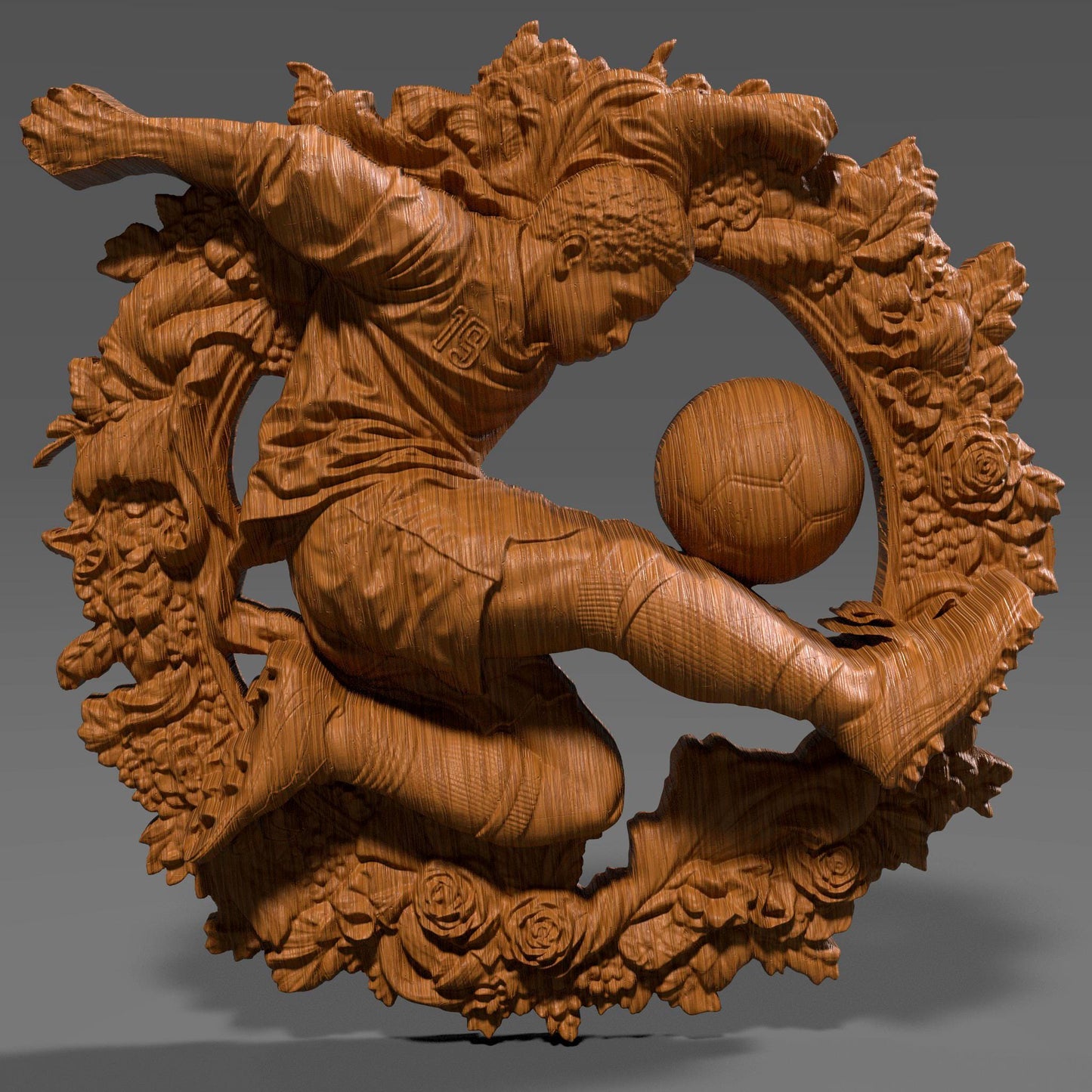 Soccer Player 3D Relief: CNC Wood Carving STL File (Digital Download)