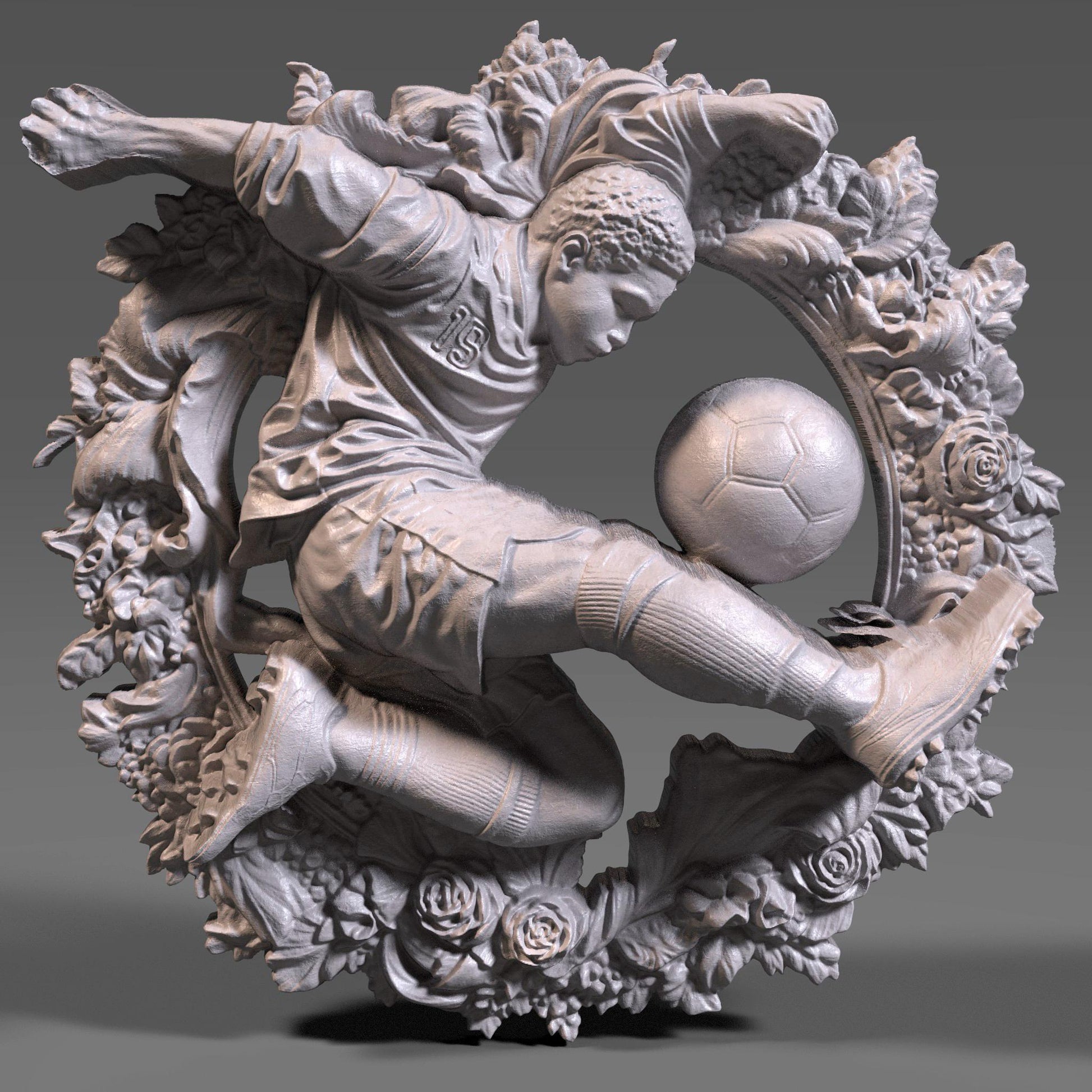 Soccer Player 3D Relief: CNC Wood Carving STL File (Digital Download)