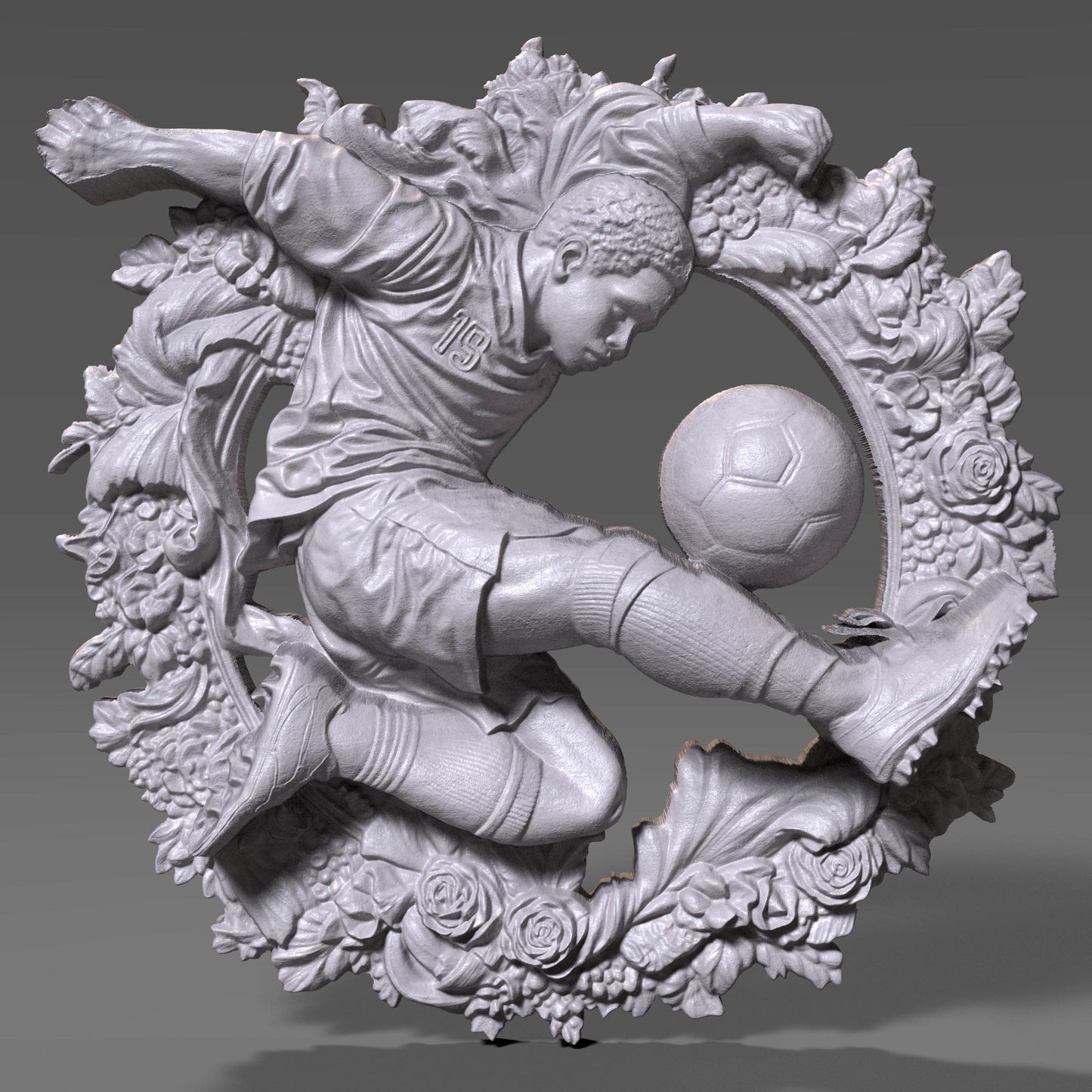 Soccer Player 3D Relief: CNC Wood Carving STL File (Digital Download)