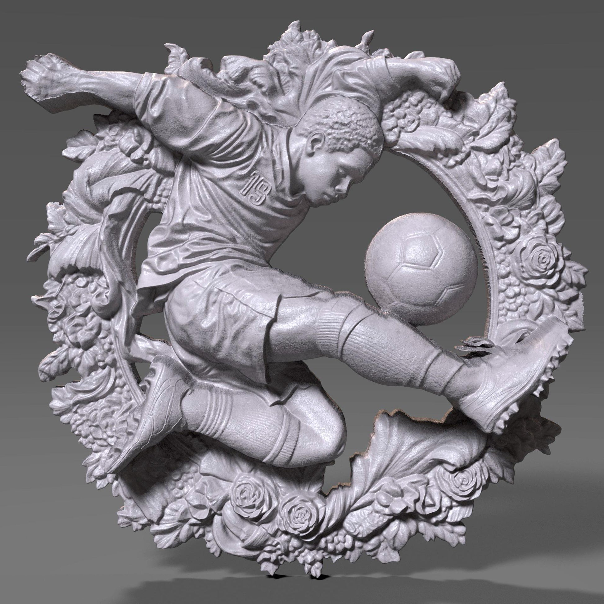 Soccer Player 3D Relief: CNC Wood Carving STL File (Digital Download)