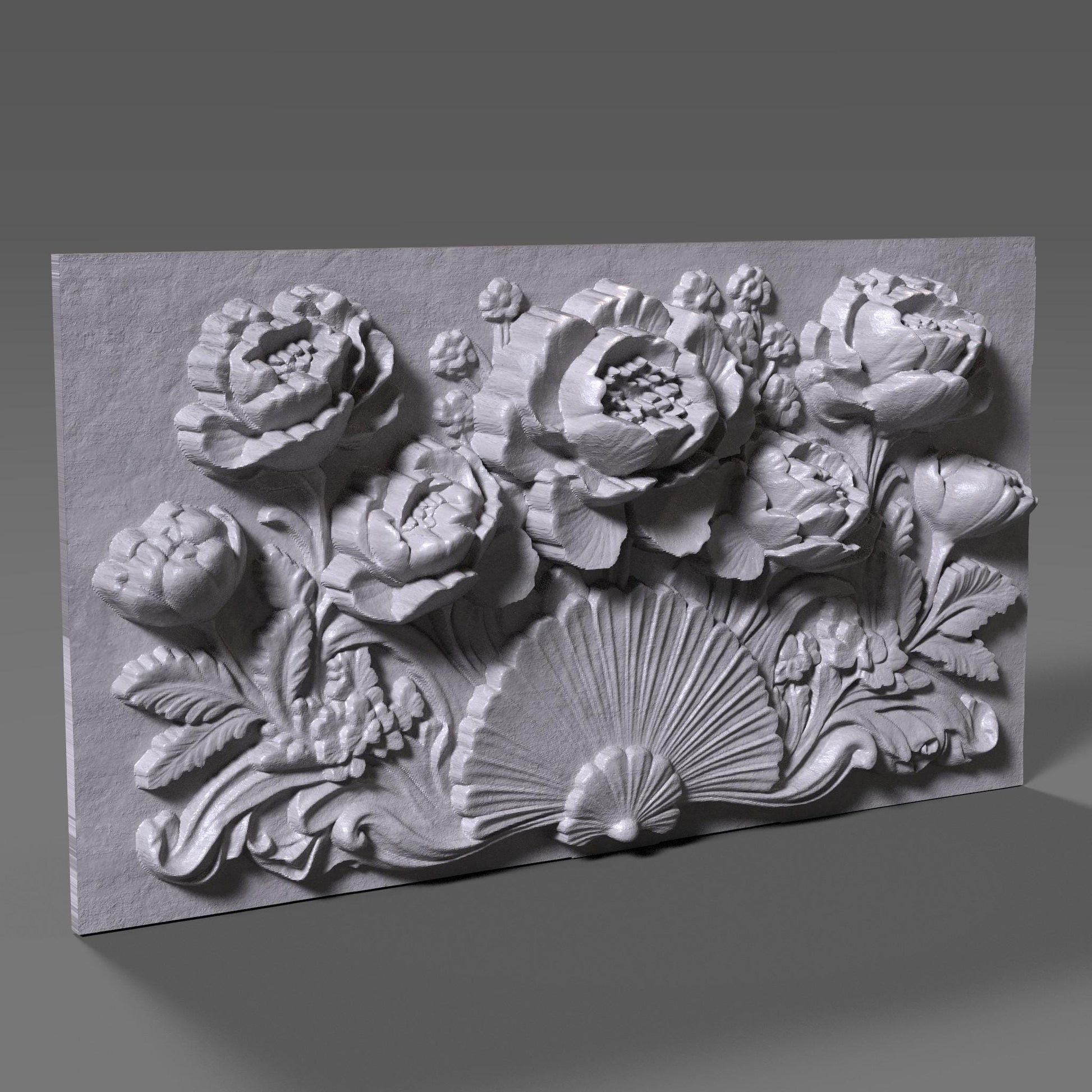 Cherry Blossom 3D Relief: Floral CNC Carving Panel (Digital Download)