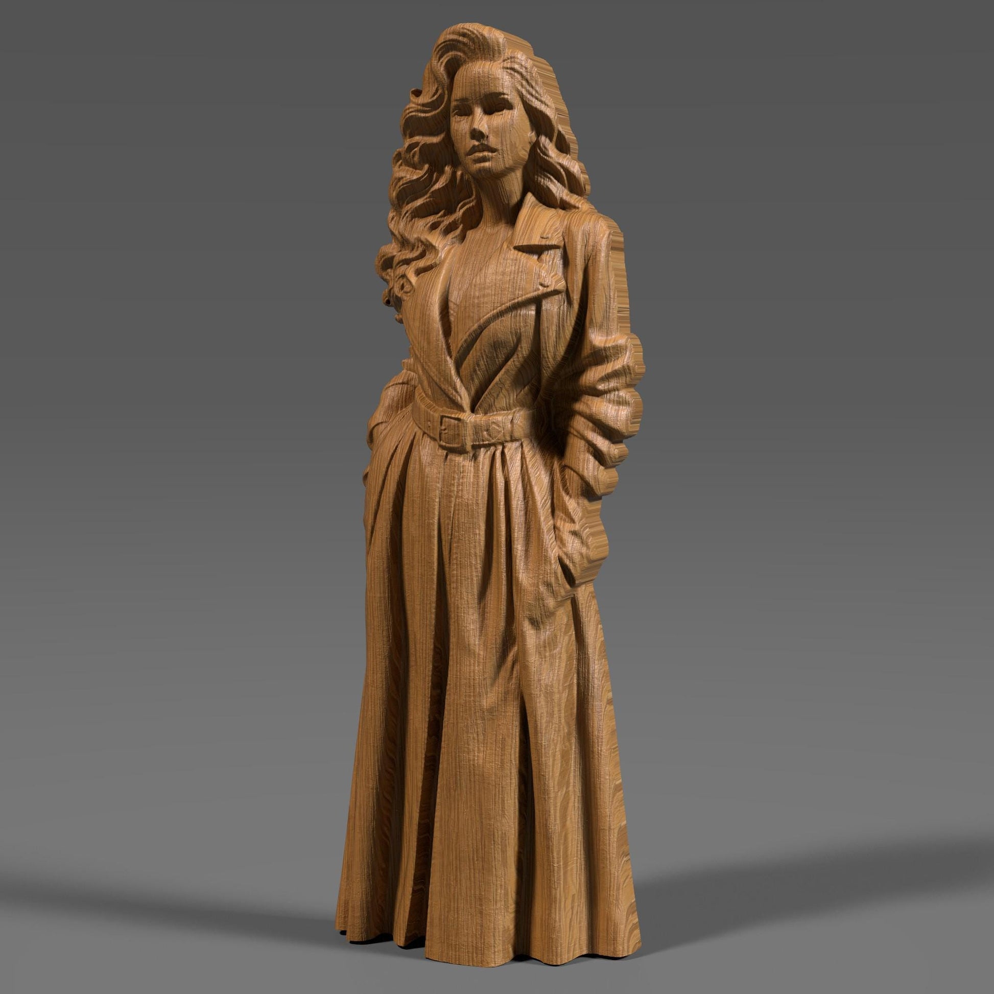 Elegant Woman 3D STL File: CNC Wood Carving Model (Digital Download)