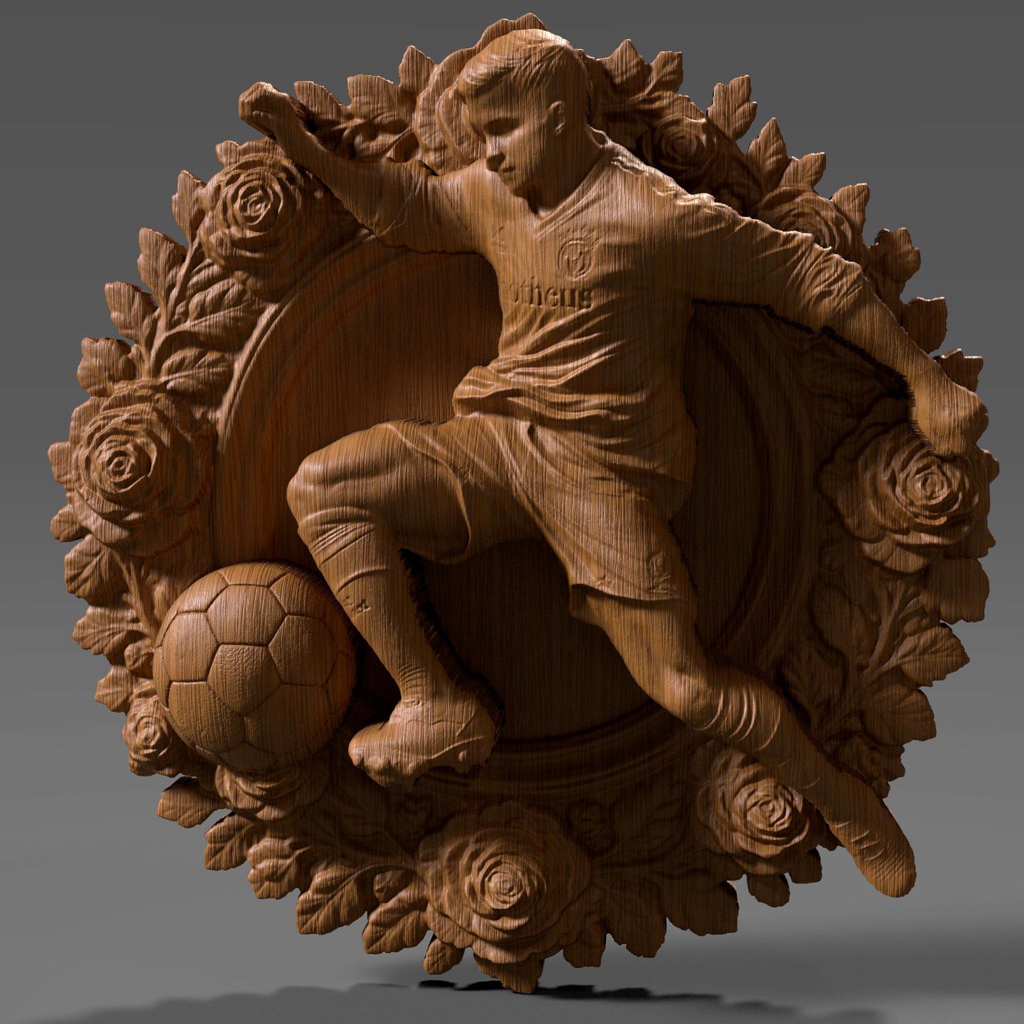 Soccer Player 3D Relief: CNC Wood Carving STL File (Digital Download)