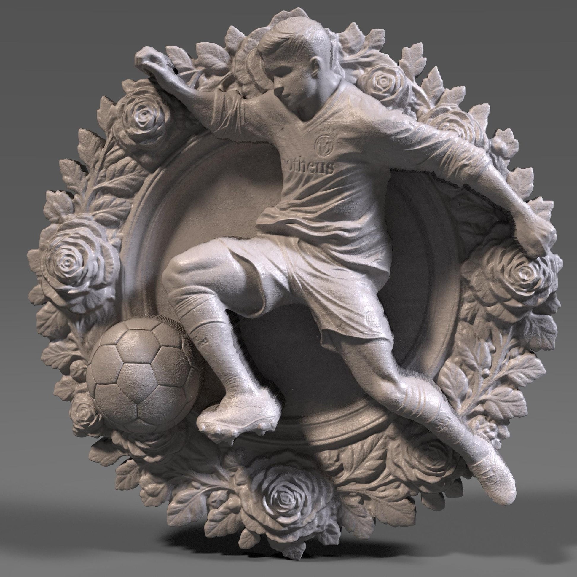 Soccer Player 3D Relief: CNC Wood Carving STL File (Digital Download)