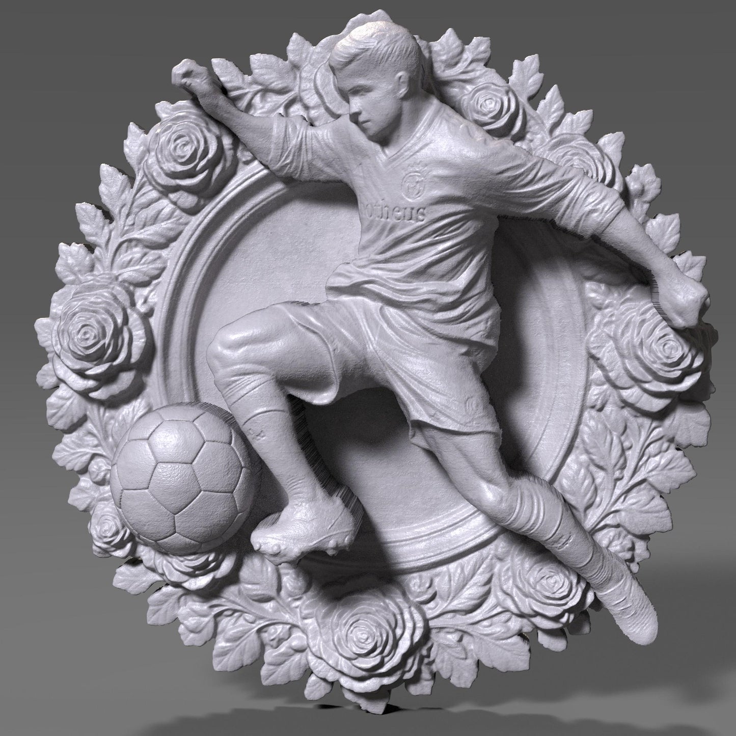 Soccer Player 3D Relief: CNC Wood Carving STL File (Digital Download)