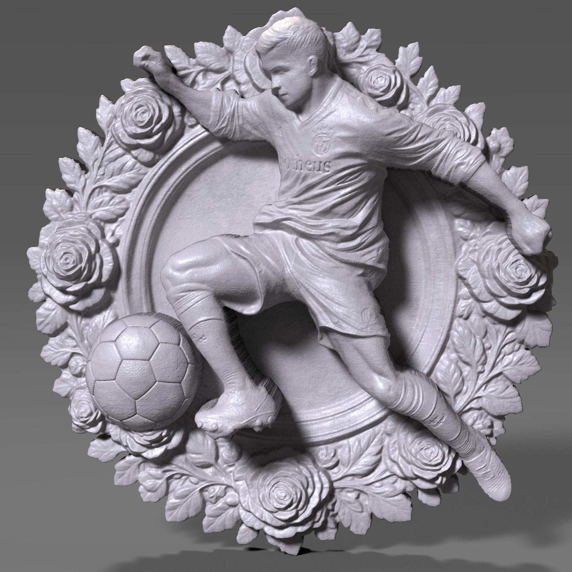 Soccer Player 3D Relief: CNC Wood Carving STL File (Digital Download)