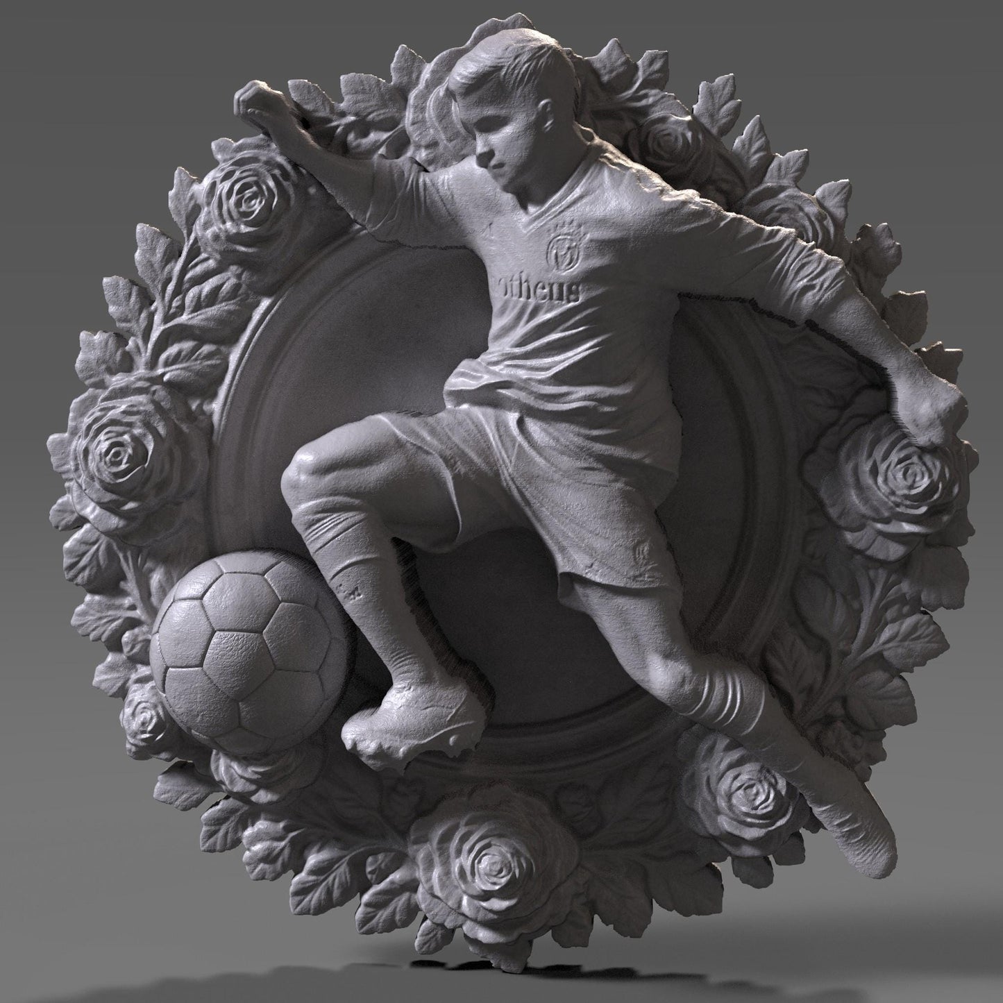 Soccer Player 3D Relief: CNC Wood Carving STL File (Digital Download)