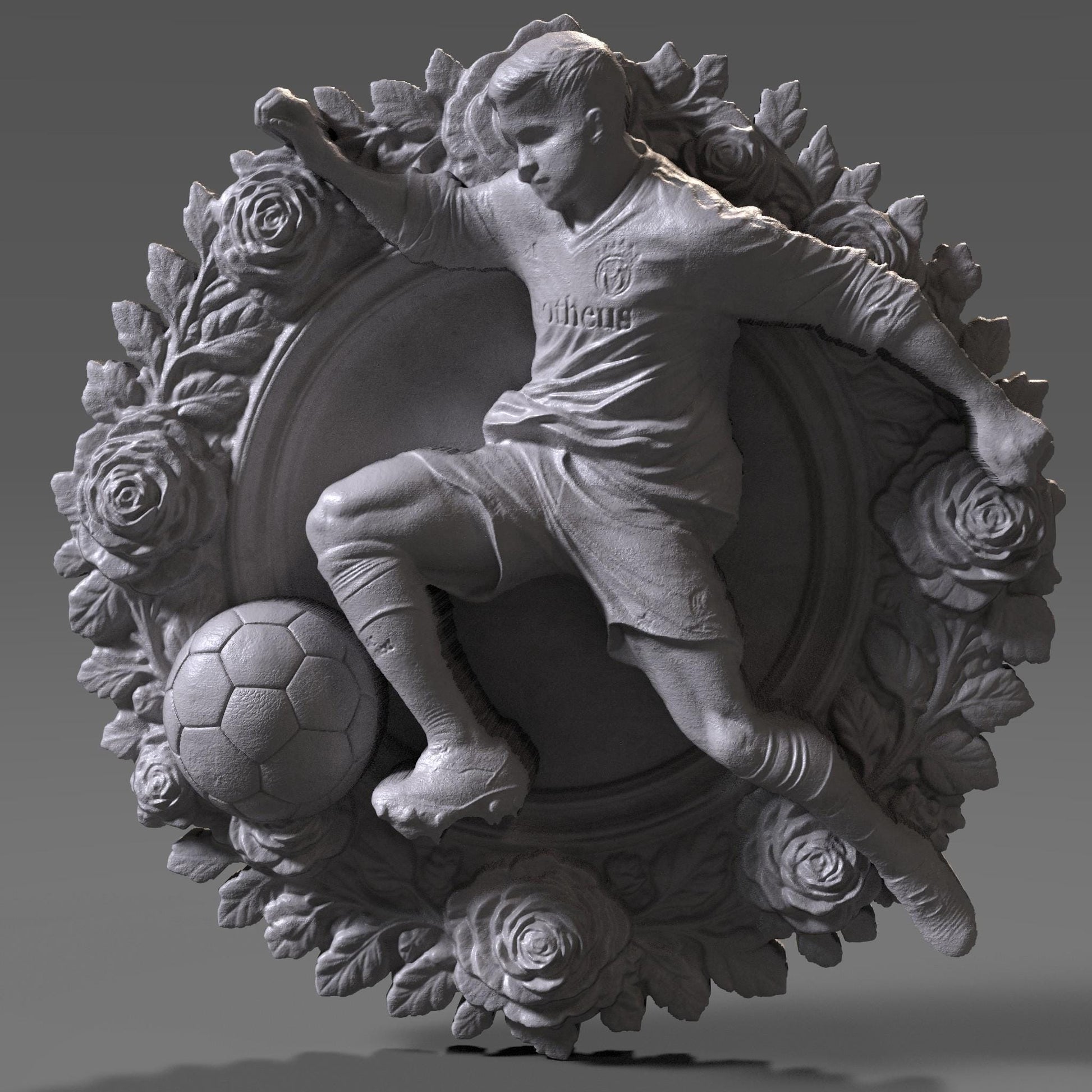 Soccer Player 3D Relief: CNC Wood Carving STL File (Digital Download)