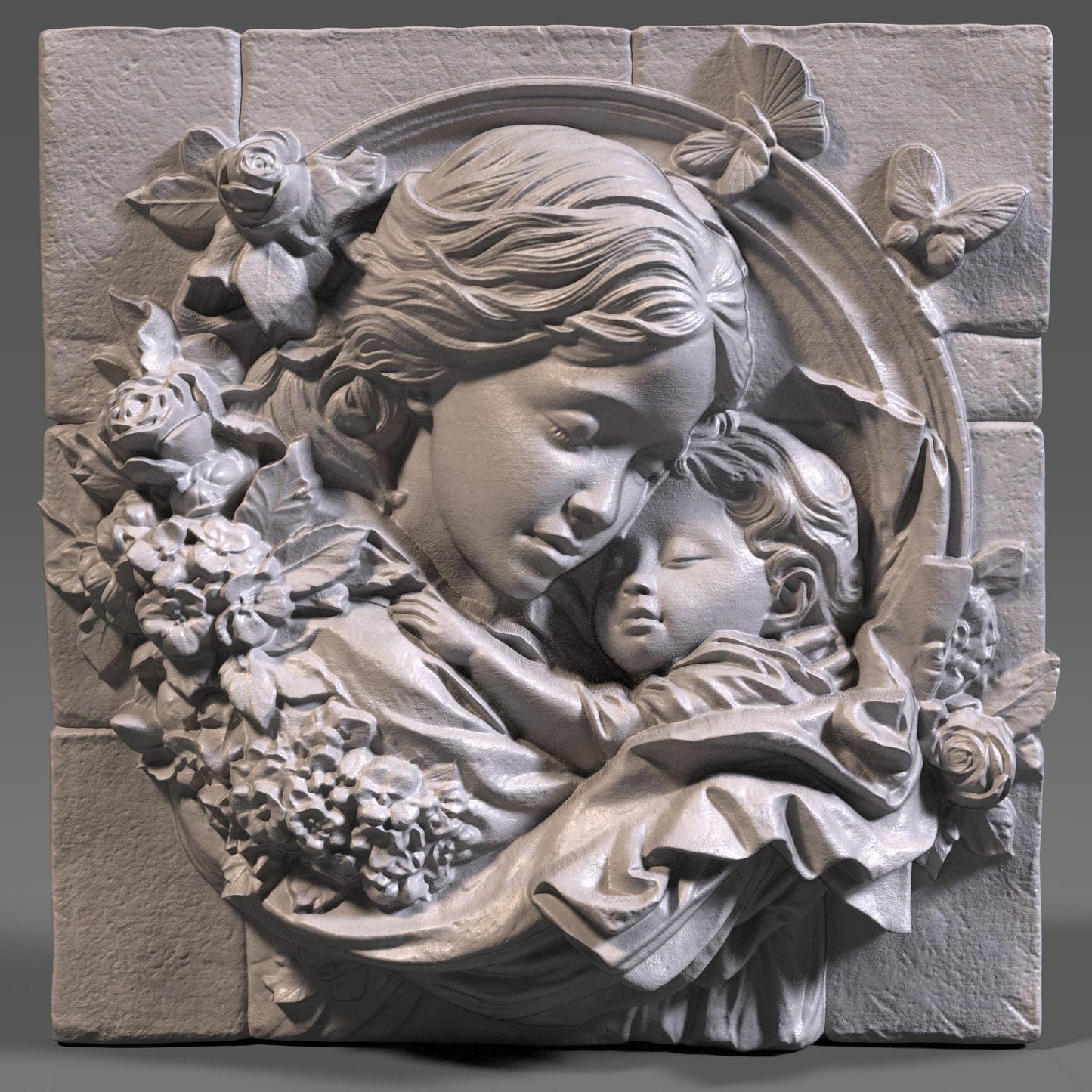 Mother & Child Relief Model: CNC Carving, Laser Engraving, 3D Printing (Digital Download)