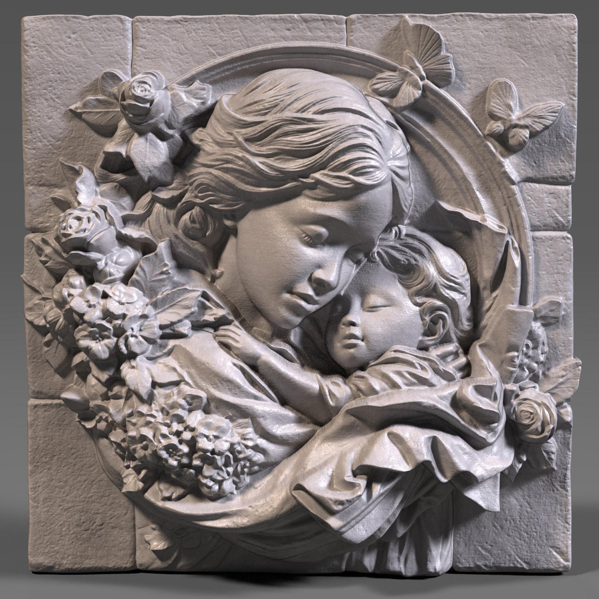 Mother & Child Relief Model: CNC Carving, Laser Engraving, 3D Printing (Digital Download)