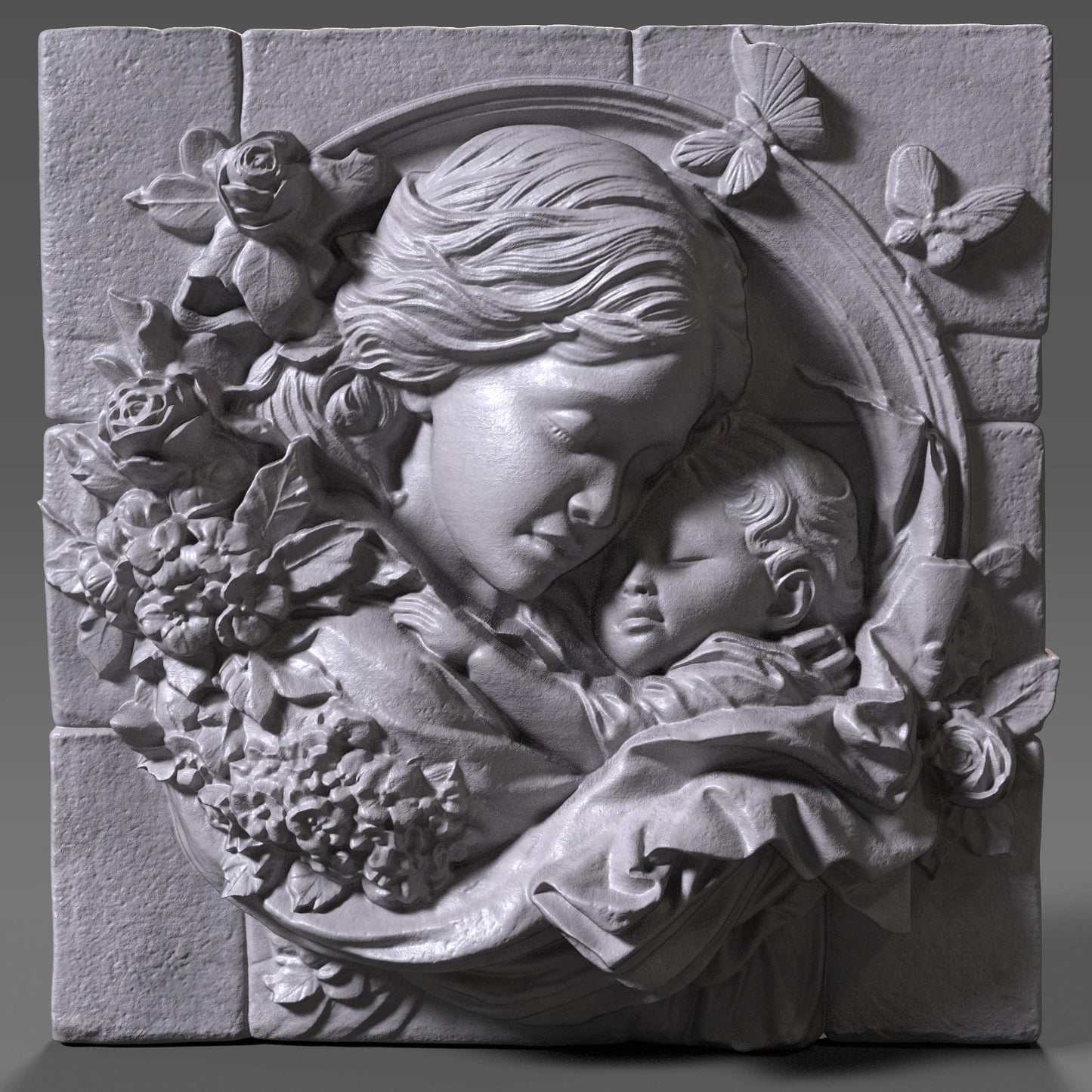 Mother & Child Relief Model: CNC Carving, Laser Engraving, 3D Printing (Digital Download)