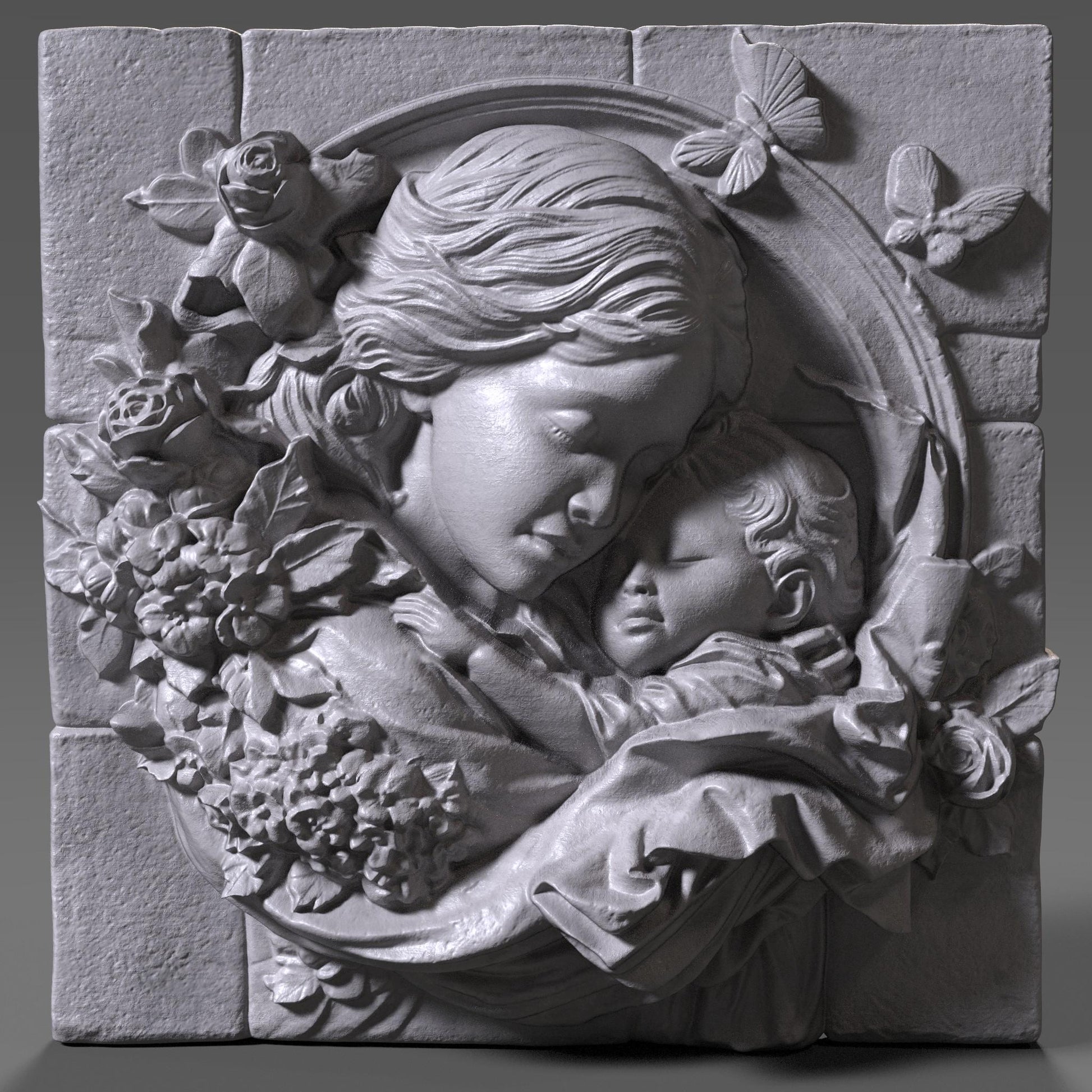 Mother & Child Relief Model: CNC Carving, Laser Engraving, 3D Printing (Digital Download)