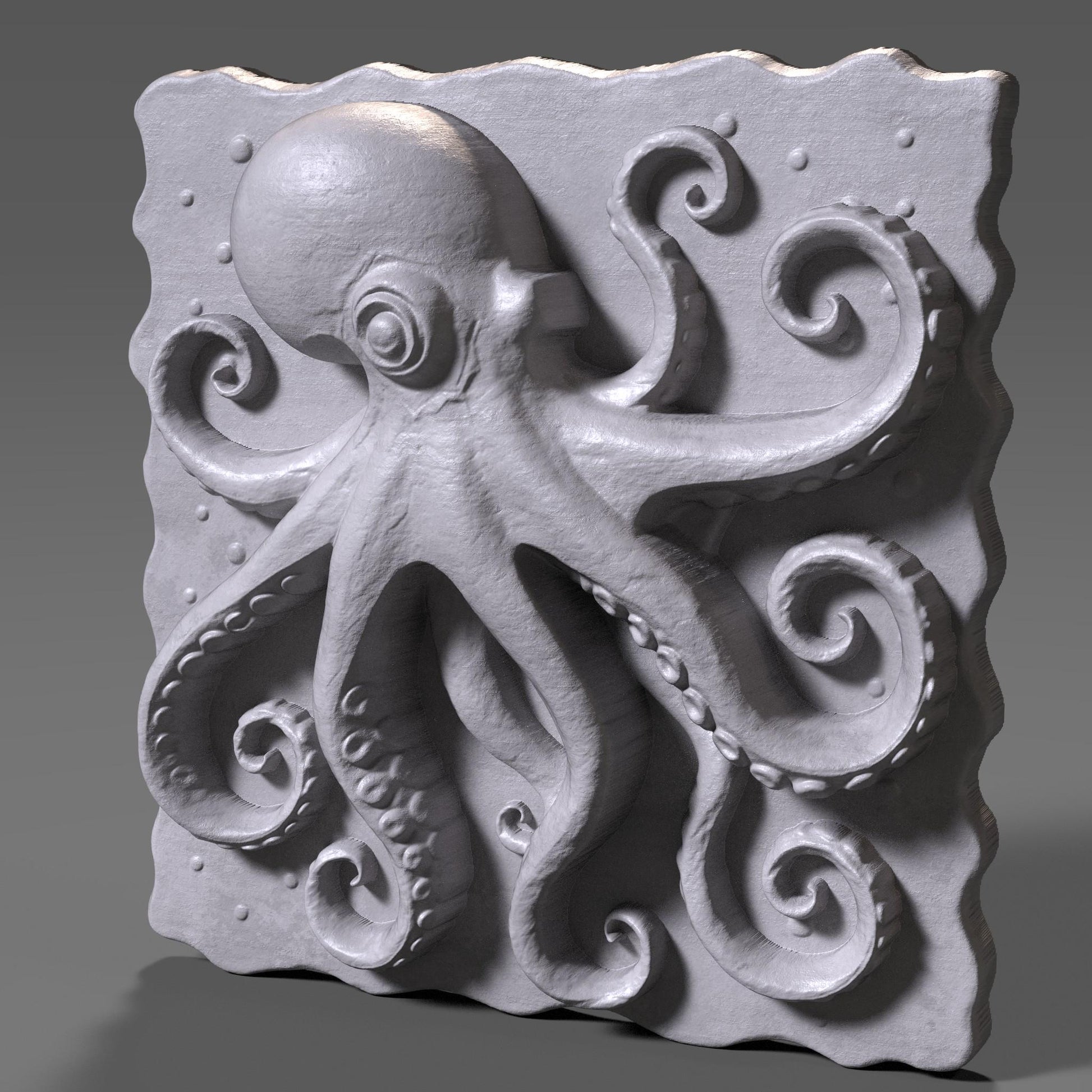 Octopus 3D Relief STL File: CNC Carving, Laser Engraving (Digital Decor File)
