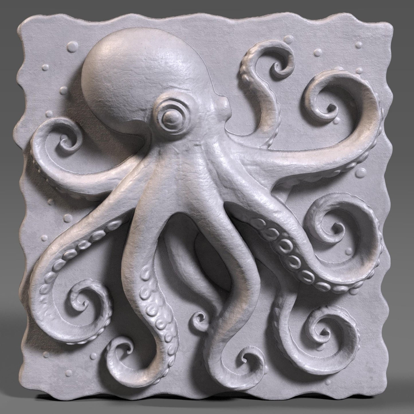 Octopus 3D Relief STL File: CNC Carving, Laser Engraving (Digital Decor File)