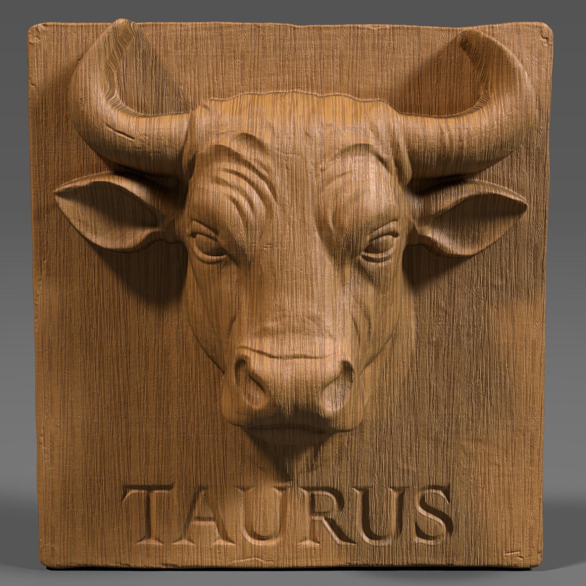 3D STL bas relief of a Taurus bull head with strong horns and muscular features carved into a square plaque, with the word “TAURUS” engraved below. This bold and symbolic design is ideal for CNC carving, laser engraving, and 3D printing. Perfect for astrology lovers, zodiac wall art, or personalized Taurus-themed gifts. Suitable for materials like wood, stone, resin, or acrylic.