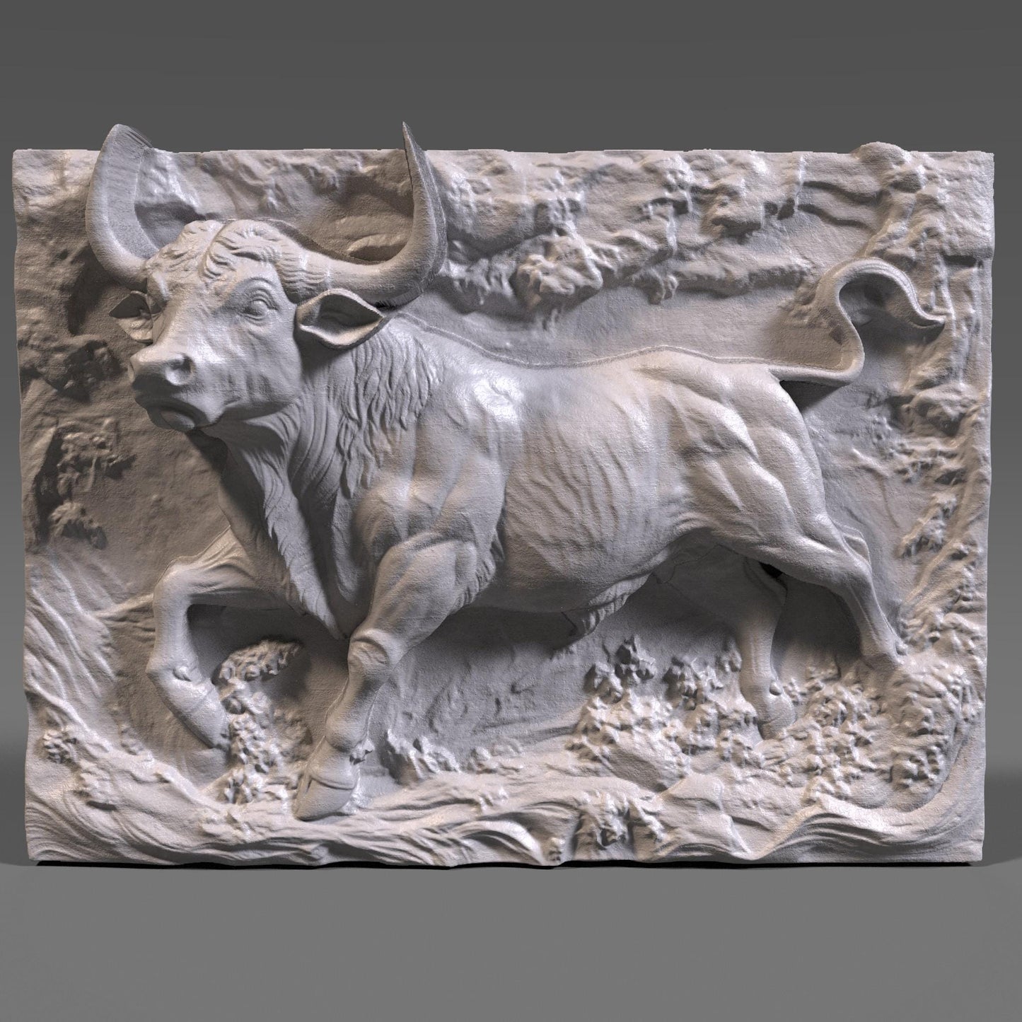Taurus Bull 3D Relief: CNC Carving & 3D Printing (STL File)