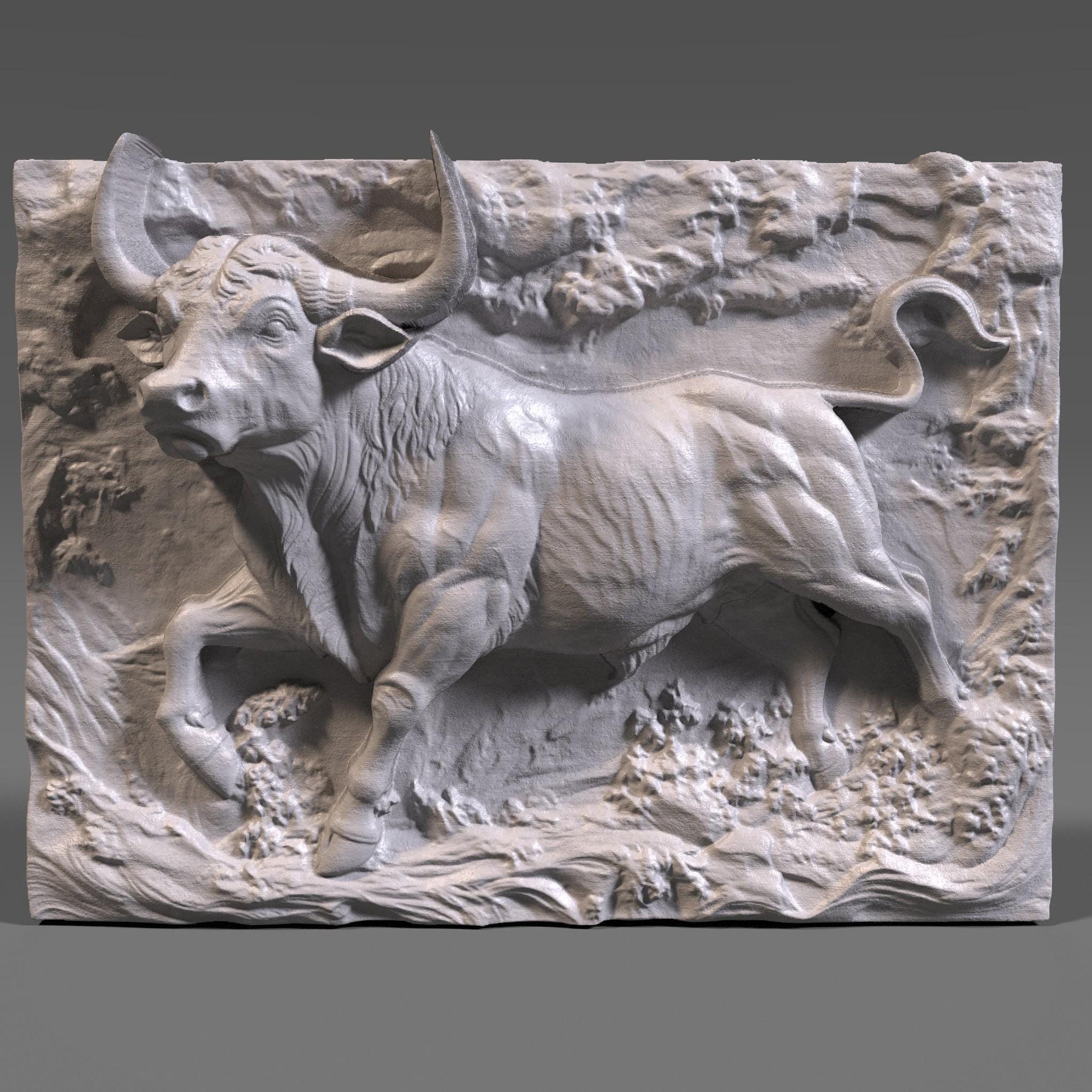 Taurus Bull 3D Relief: CNC Carving & 3D Printing (STL File)