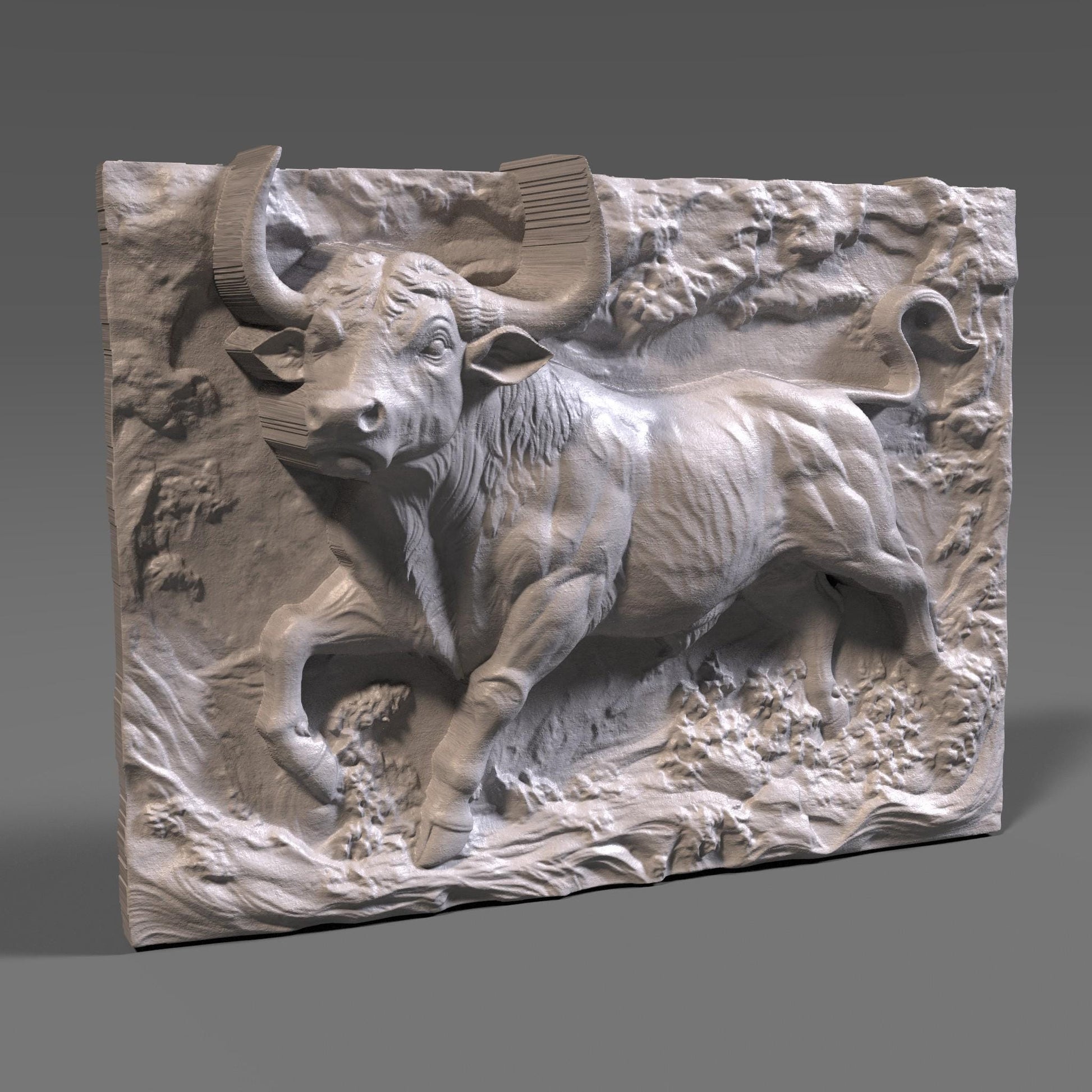 Taurus Bull 3D Relief: CNC Carving & 3D Printing (STL File)