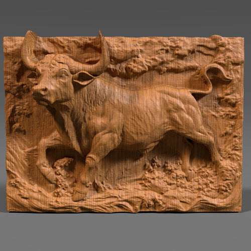 Taurus Bull 3D Relief: CNC Carving & 3D Printing (STL File)