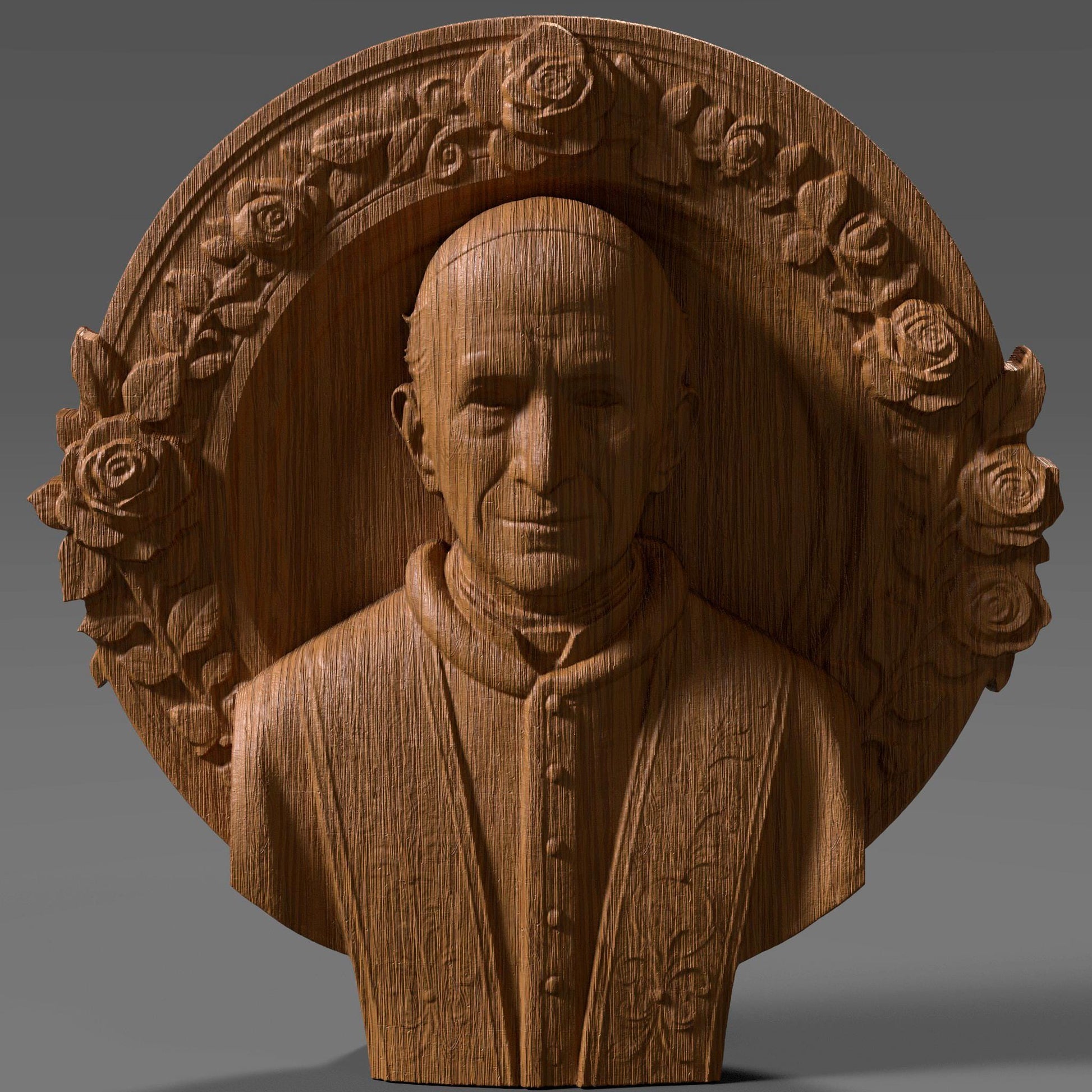Pope Leo XIII Relief Sculpture 3D STL File: Catholic Church Wall Art (Digital Download)