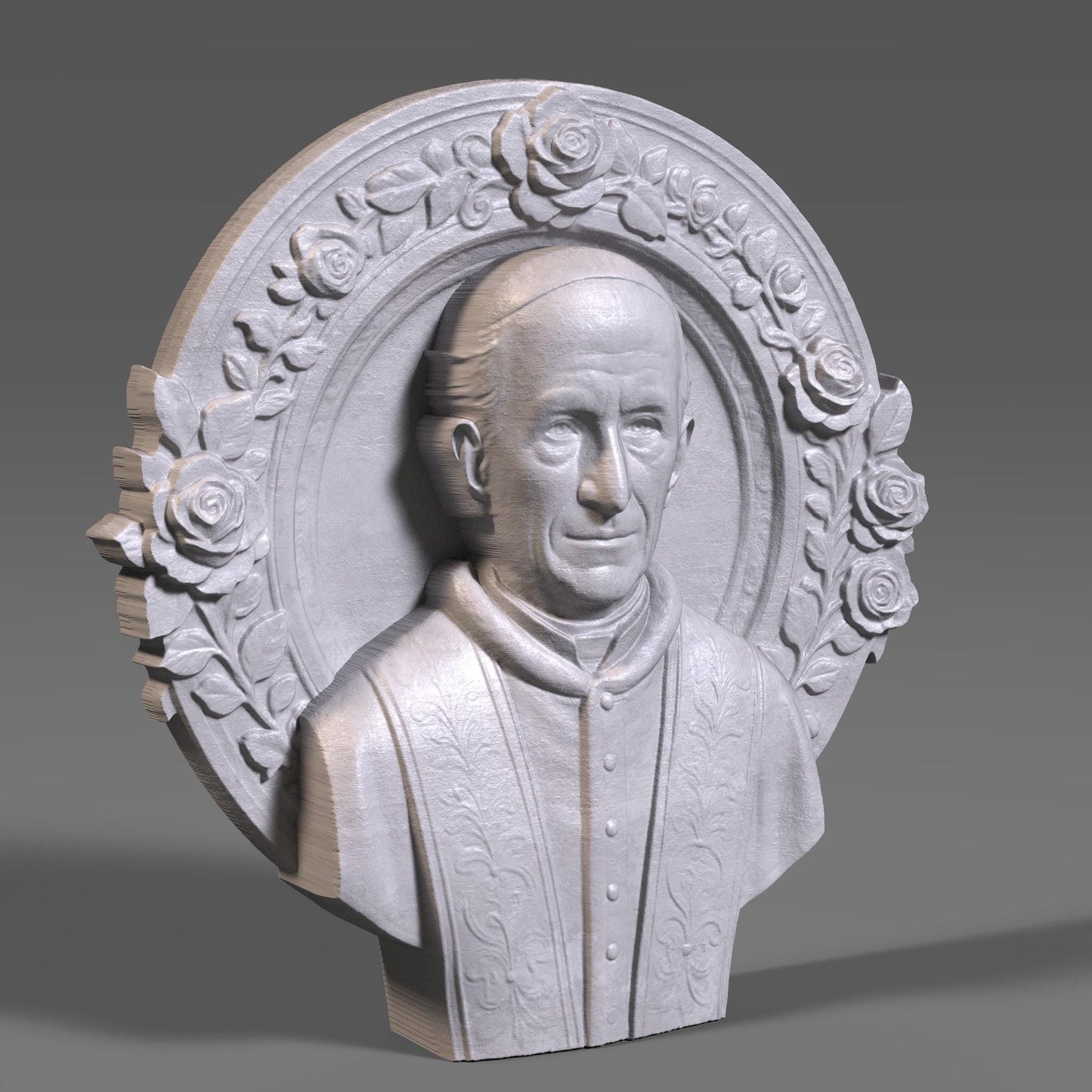 Pope Leo XIII Relief Sculpture 3D STL File: Catholic Church Wall Art (Digital Download)