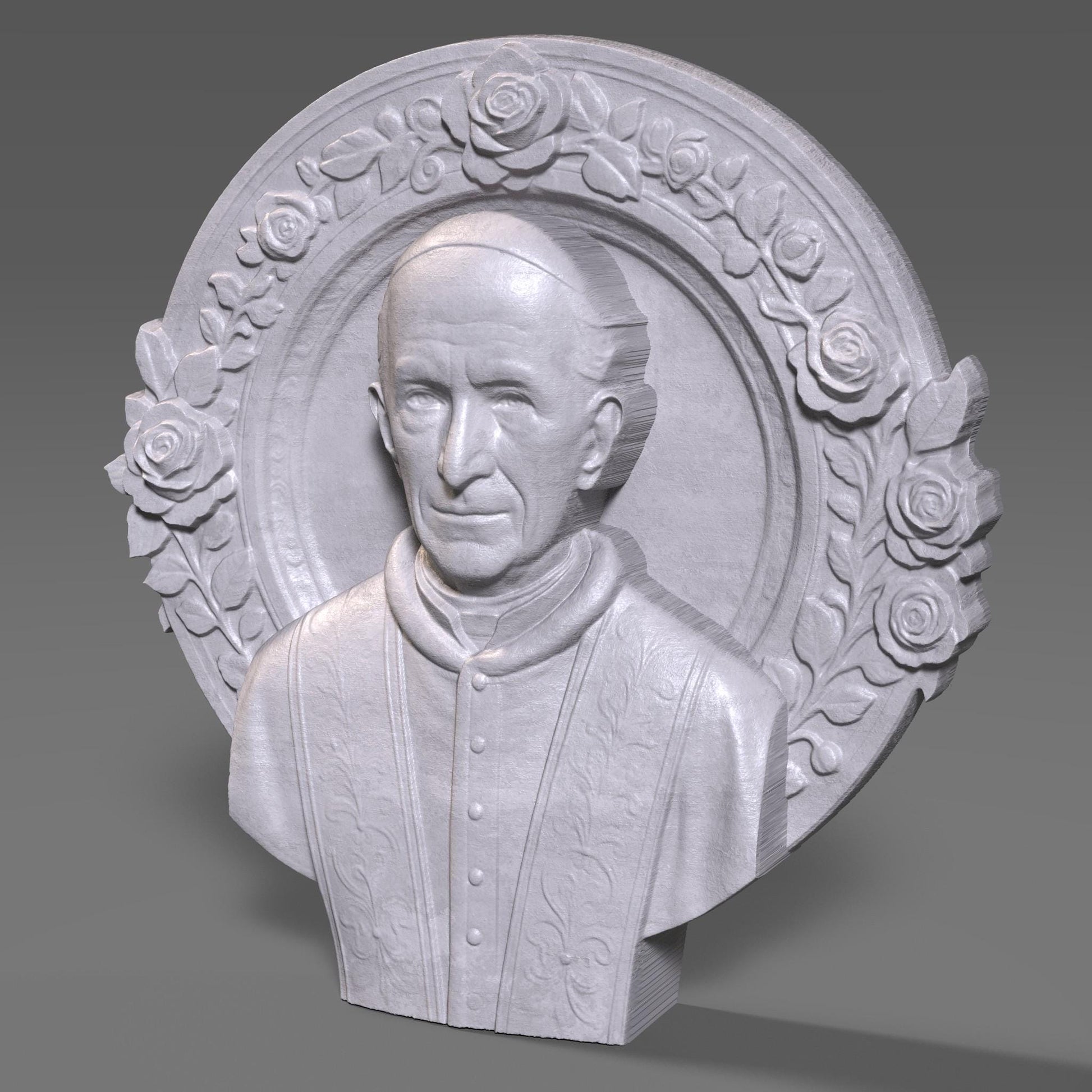 Pope Leo XIII Relief Sculpture 3D STL File: Catholic Church Wall Art (Digital Download)