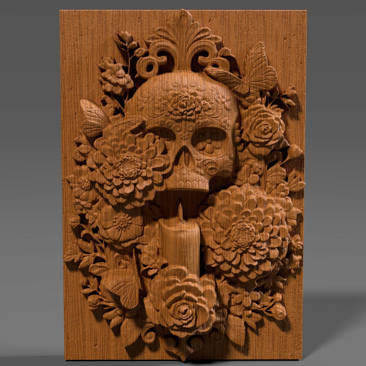 Sugar Skull Relief STL File: Día de los Muertos CNC Carving (Digital Download)