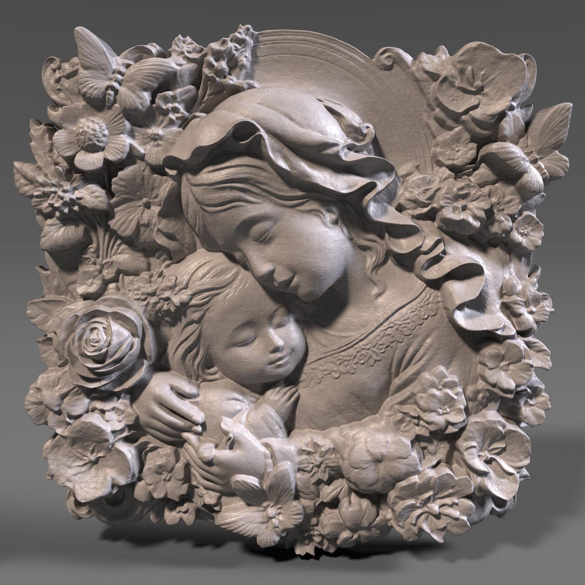 Mother & Child Relief Model: CNC Carving, Laser Engraving, 3D Printing (Digital Download)