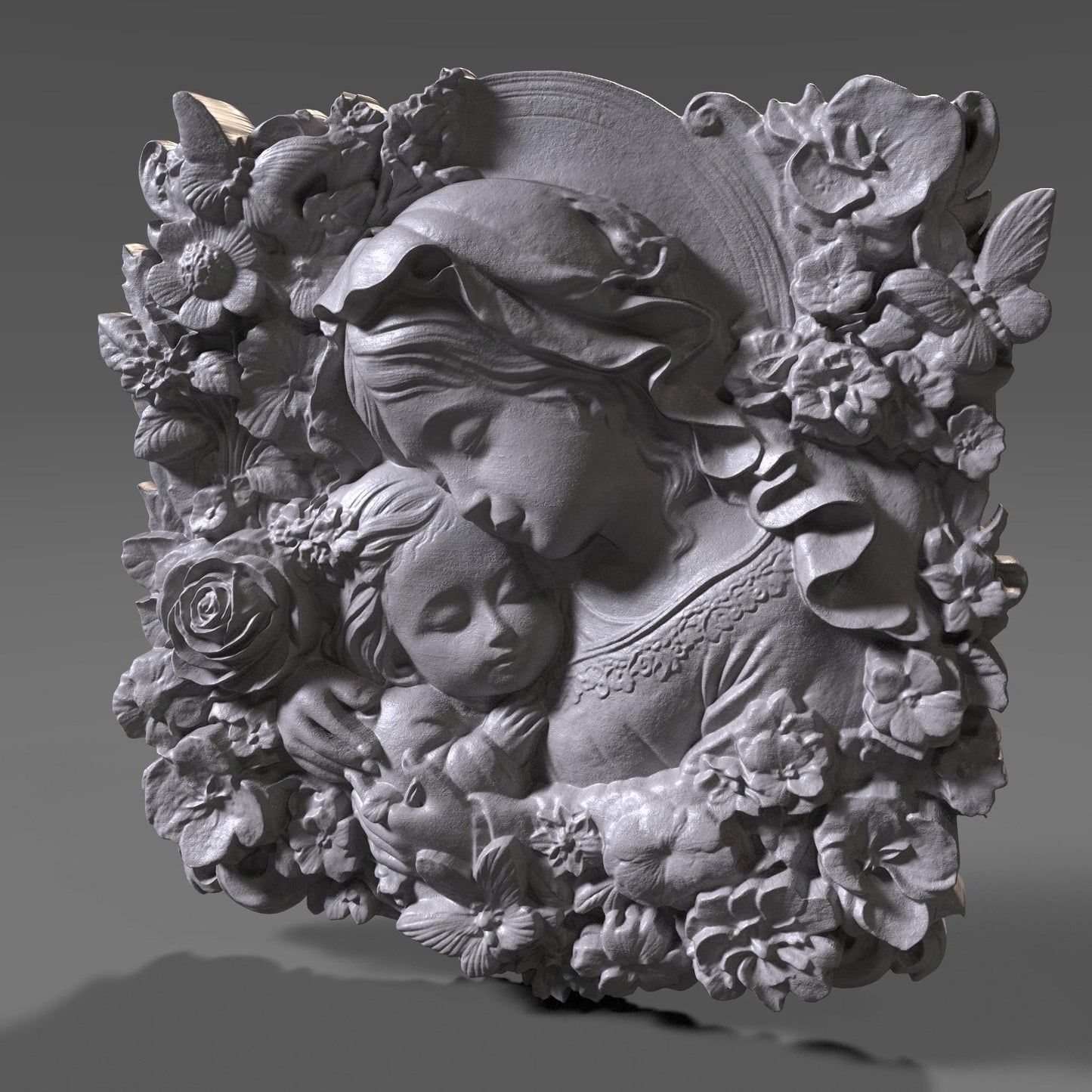 Mother & Child Relief Model: CNC Carving, Laser Engraving, 3D Printing (Digital Download)