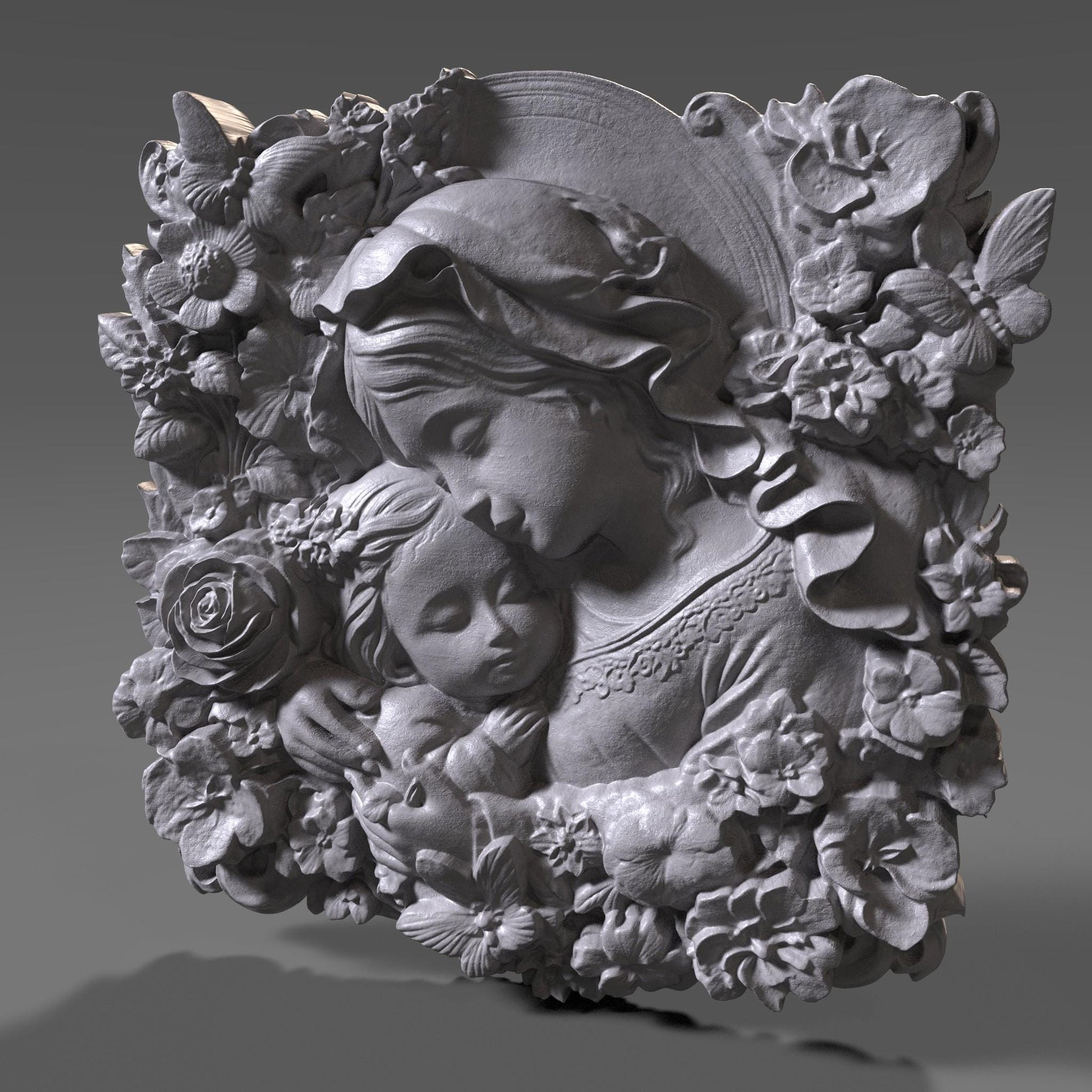 Mother & Child Relief Model: CNC Carving, Laser Engraving, 3D Printing (Digital Download)