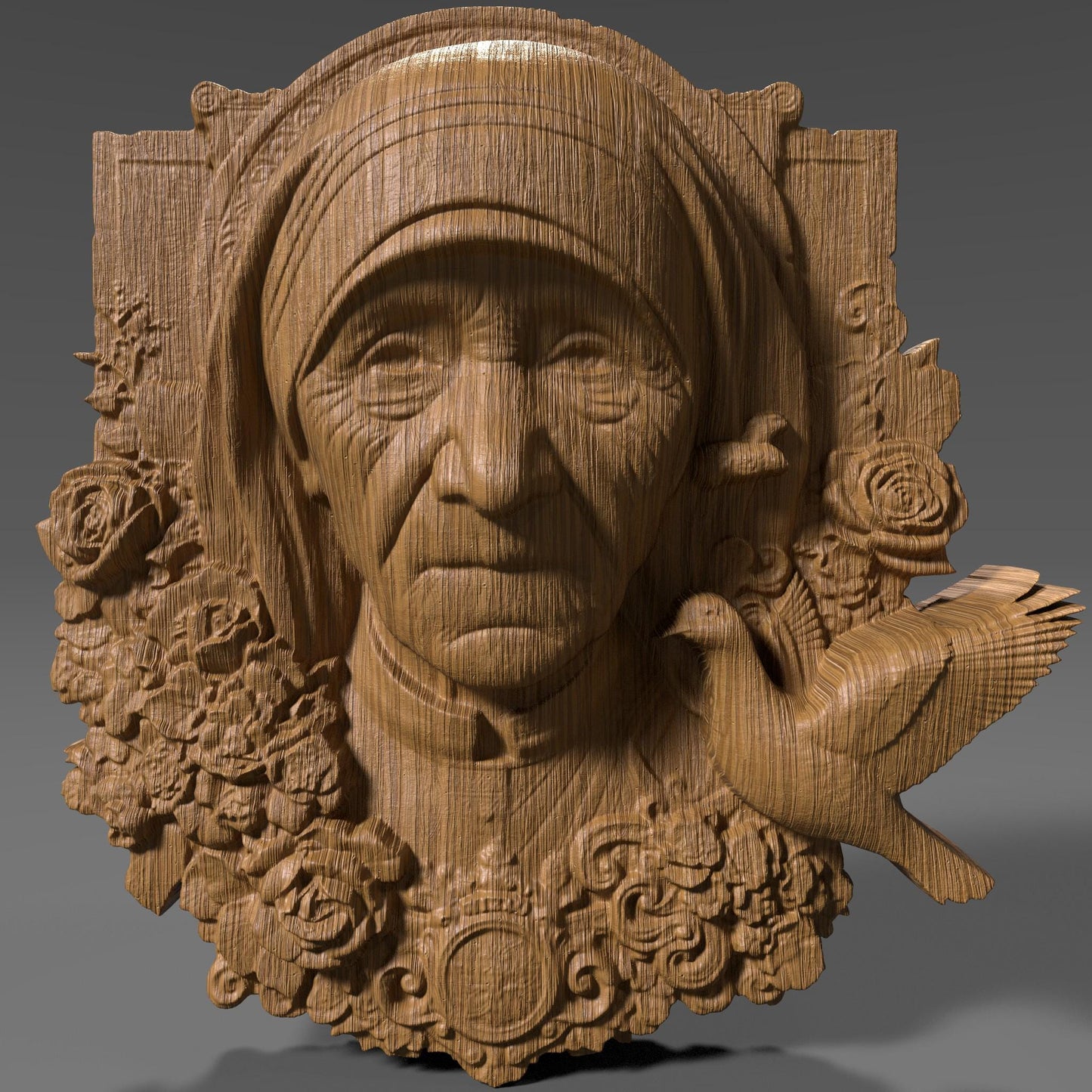 Mother Teresa 3D Relief Model: CNC, Laser, Print STL File (Digital Download)