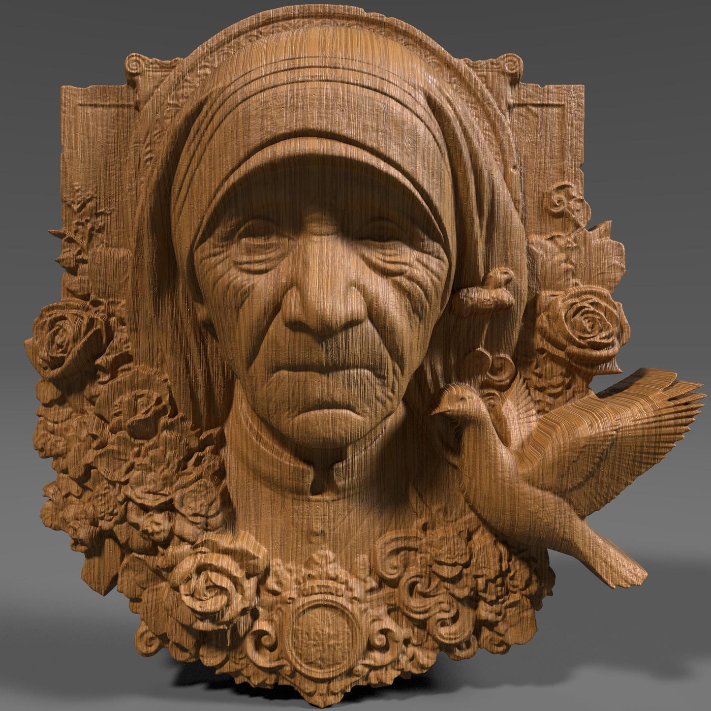 Mother Teresa 3D Relief Model: CNC, Laser, Print STL File (Digital Download)