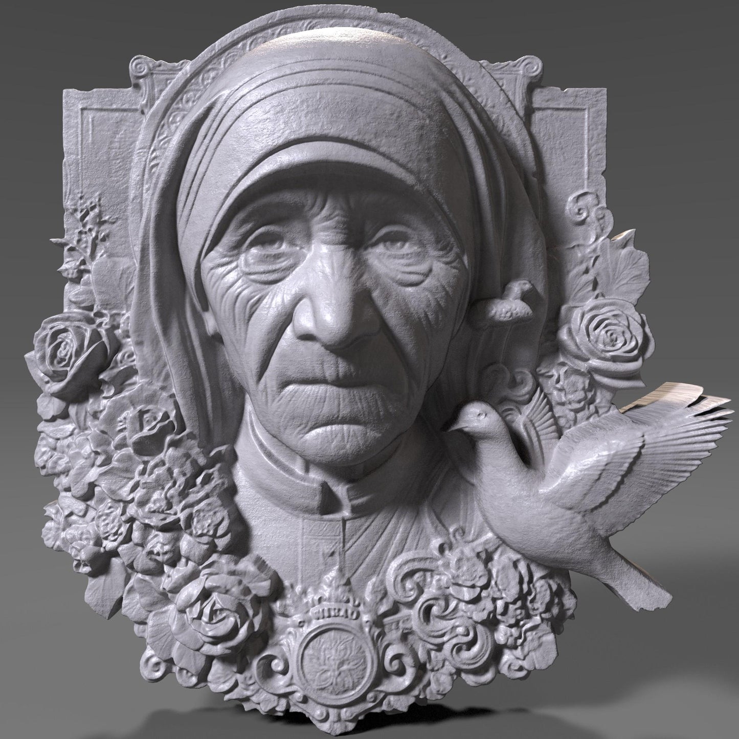 Mother Teresa 3D Relief Model: CNC, Laser, Print STL File (Digital Download)