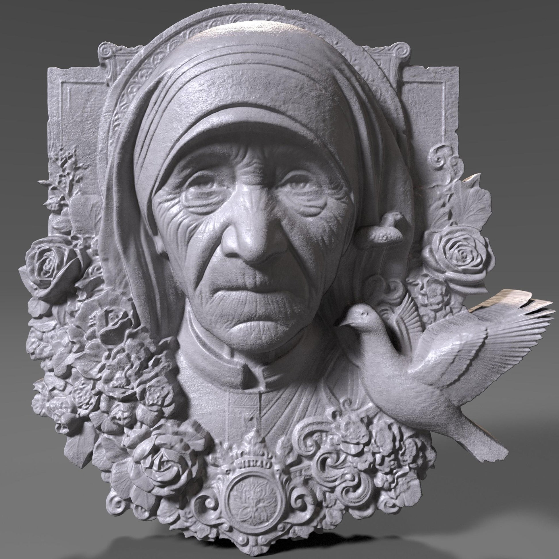 Mother Teresa 3D Relief Model: CNC, Laser, Print STL File (Digital Download)