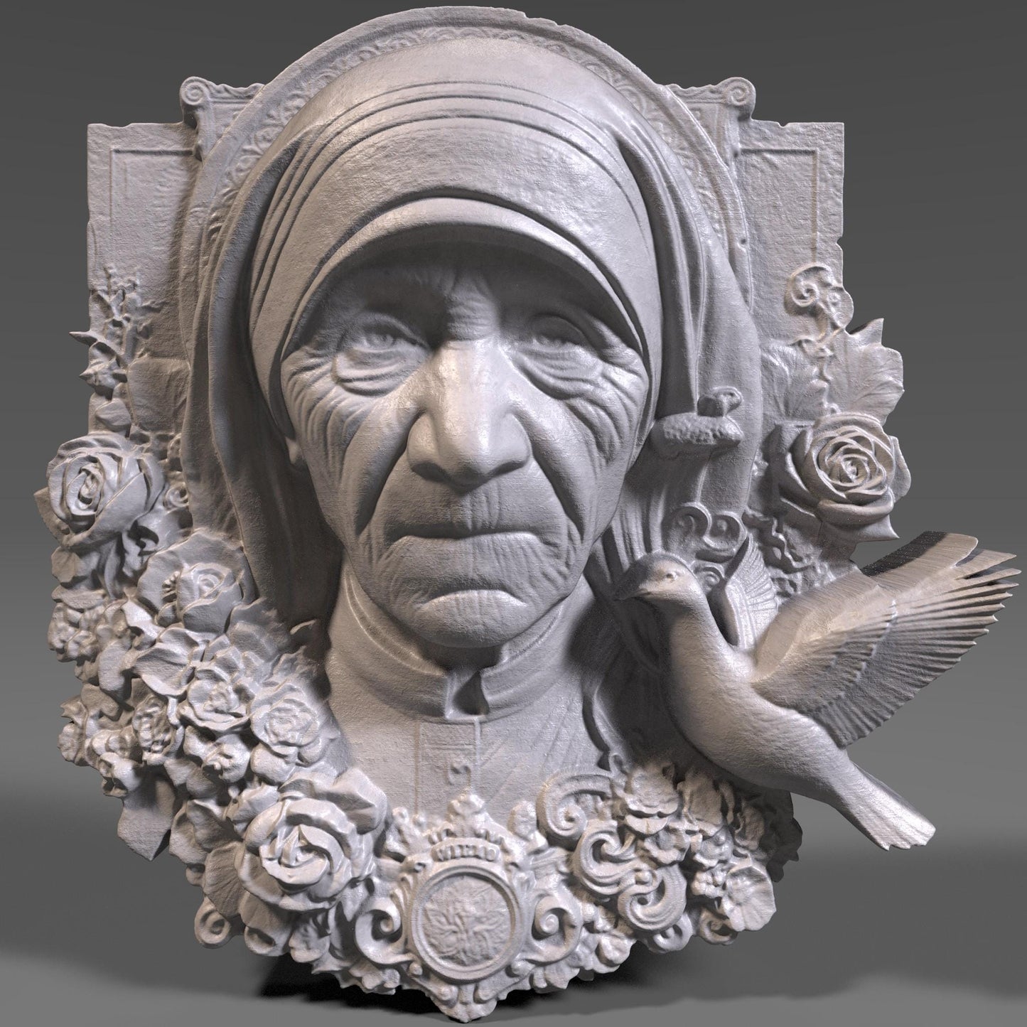 Mother Teresa 3D Relief Model: CNC, Laser, Print STL File (Digital Download)