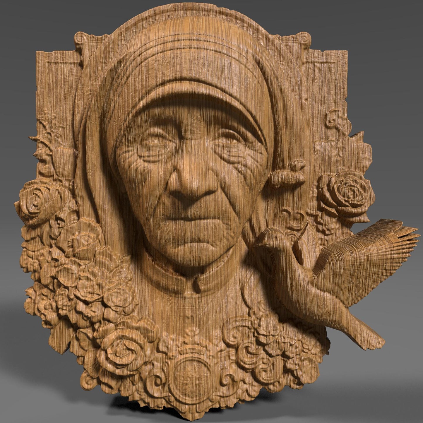 Mother Teresa 3D Relief Model: CNC, Laser, Print STL File (Digital Download)