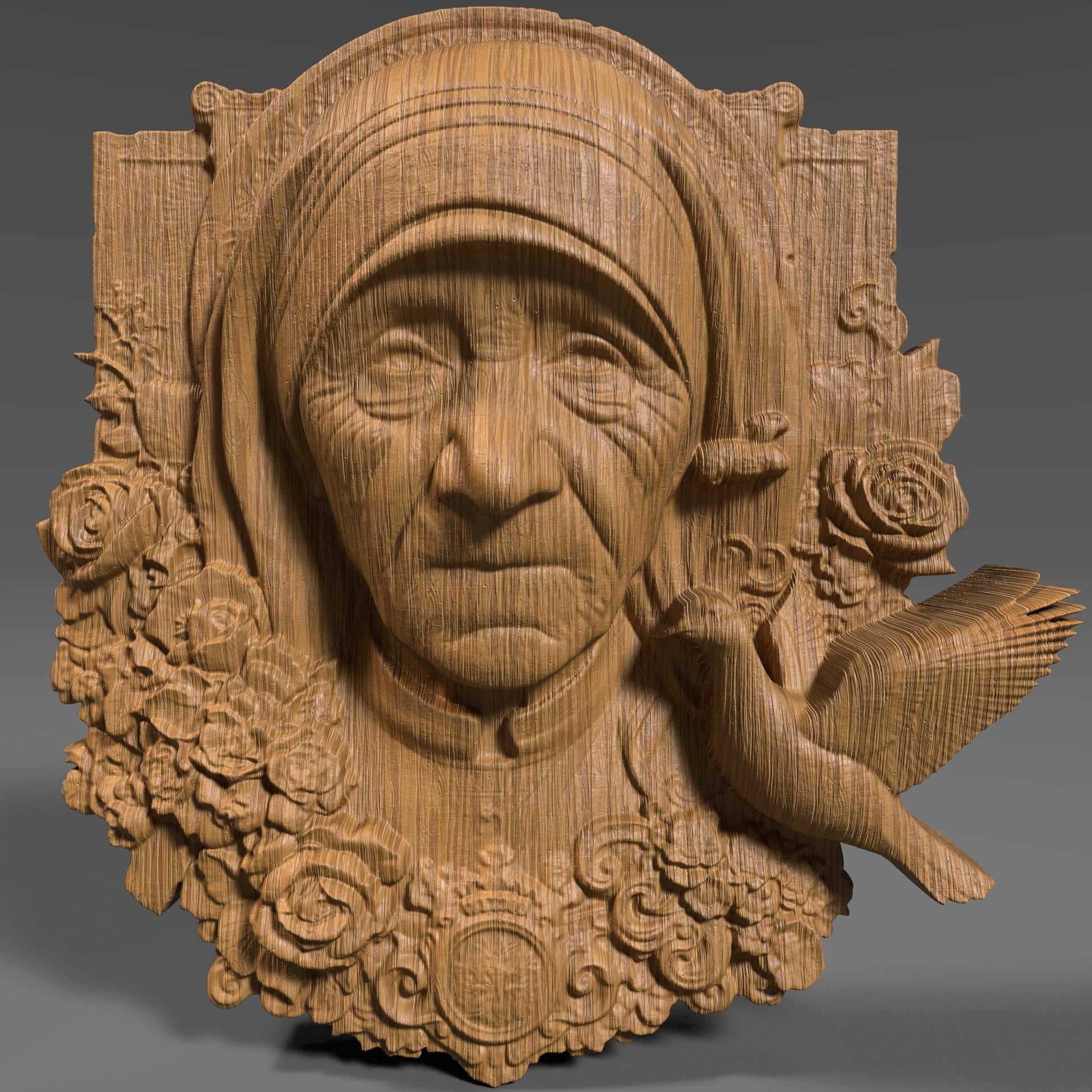 Mother Teresa 3D Relief Model: CNC, Laser, Print STL File (Digital Download)