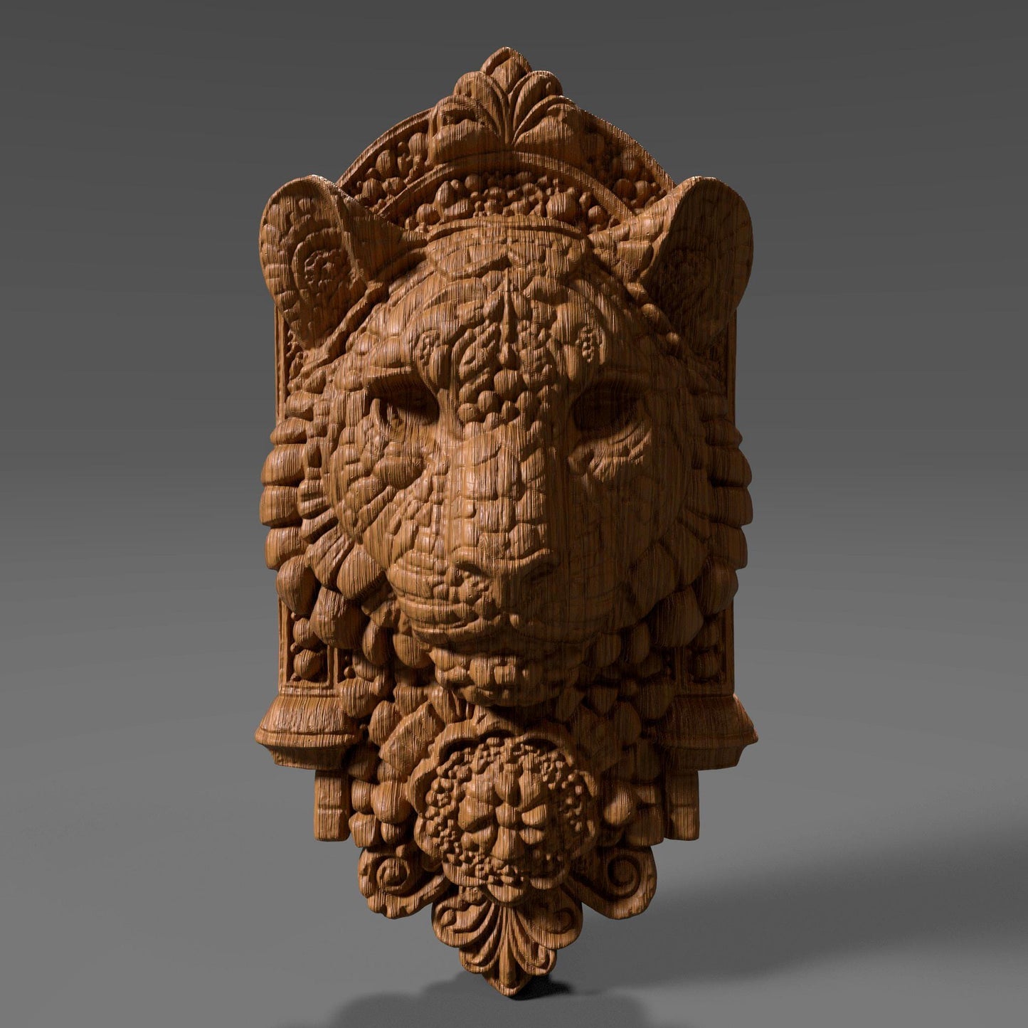Majestic Tiger Head 3D STL File: Tribal Carving Wall Art (Digital Download)