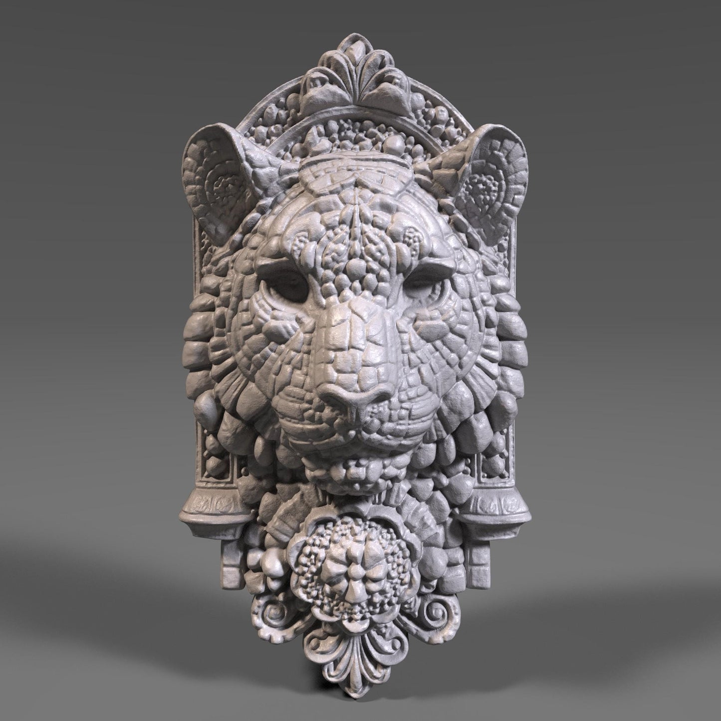 Majestic Tiger Head 3D STL File: Tribal Carving Wall Art (Digital Download)