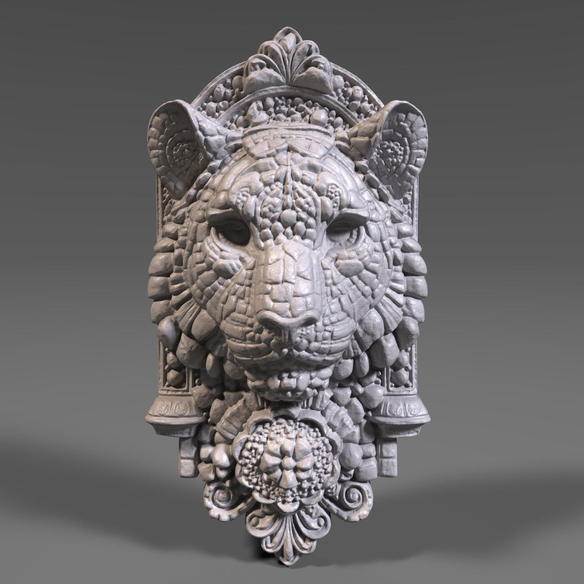 Majestic Tiger Head 3D STL File: Tribal Carving Wall Art (Digital Download)