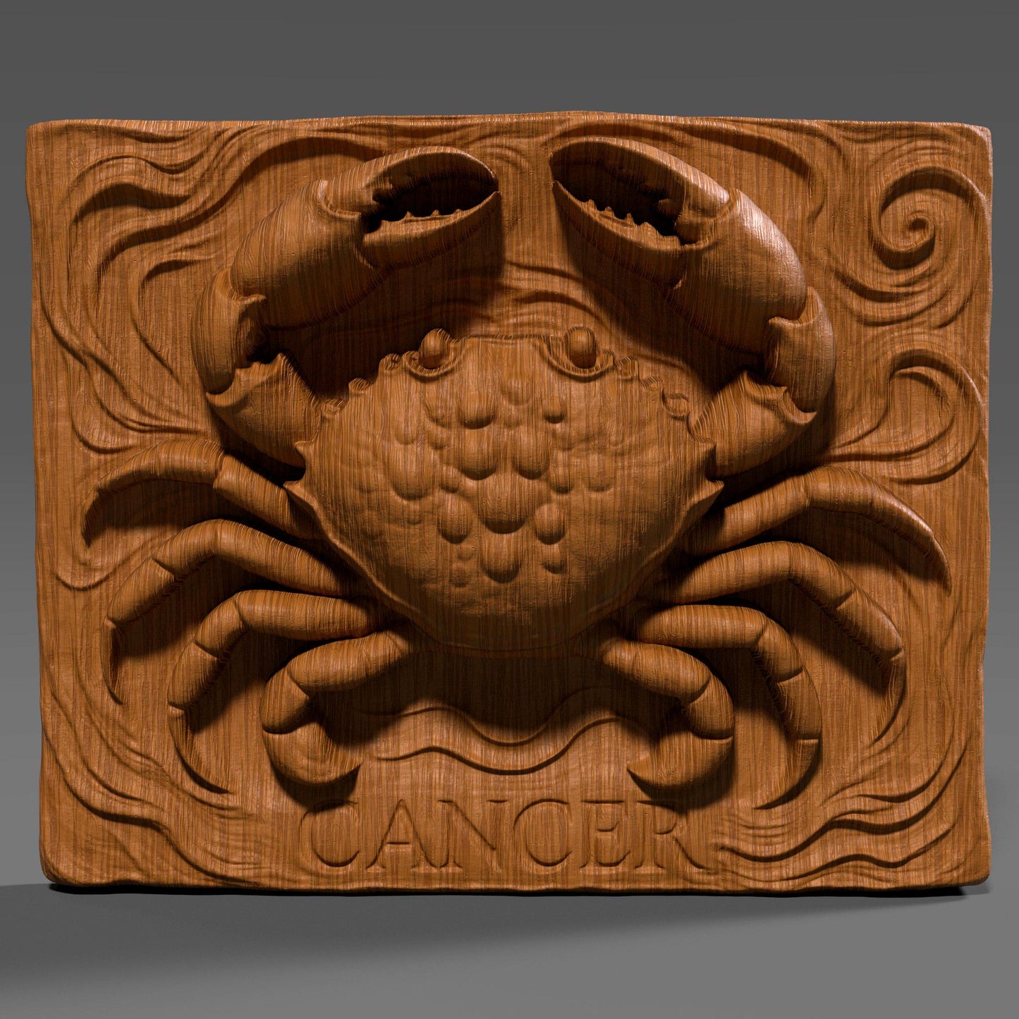 Cancer Zodiac 3D Relief STL | Crab Horoscope, CNC & 3D Printing (Digital File Download)