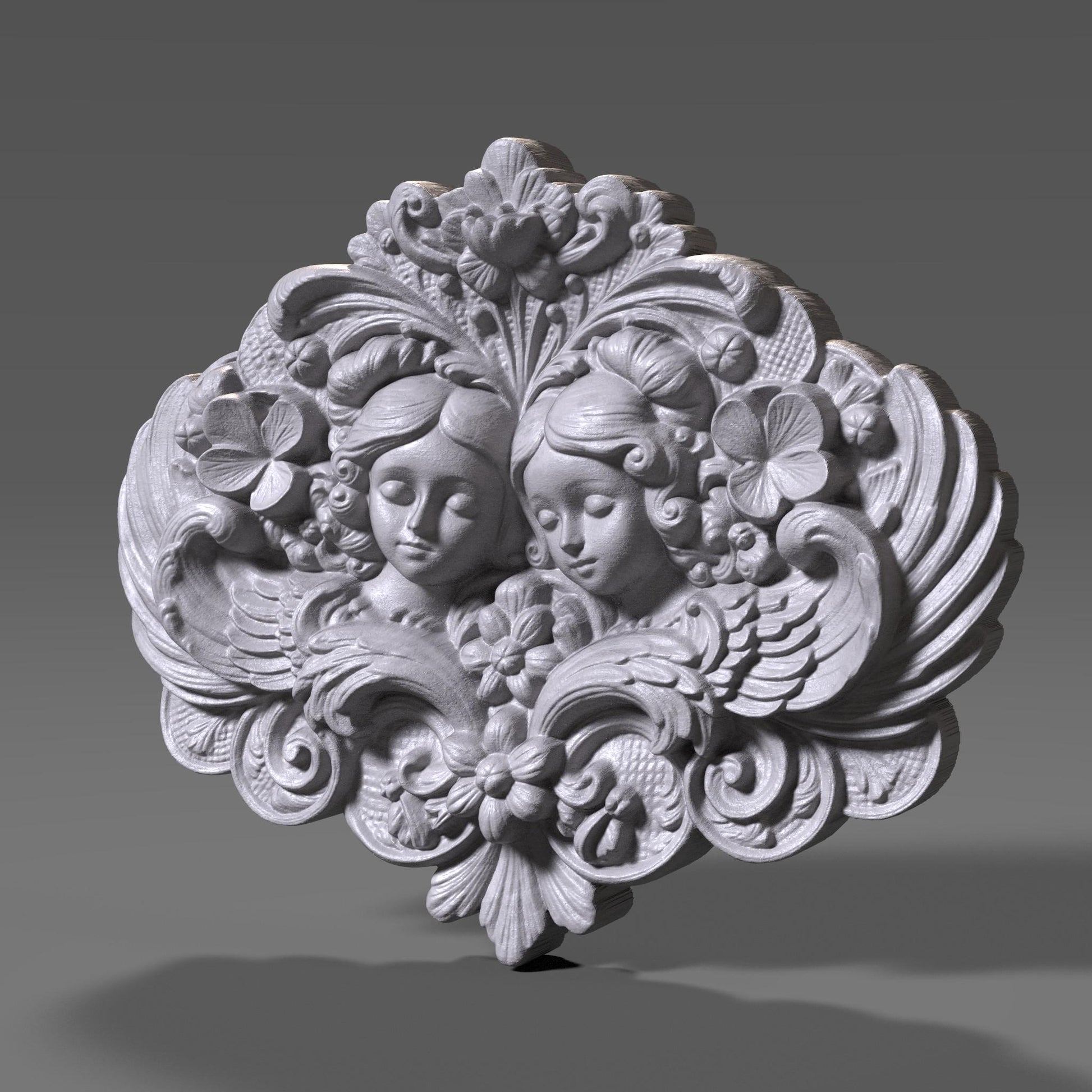 Gemini Twin Angels 3D Relief | CNC, Laser, 3D Printing (Digital Download)
