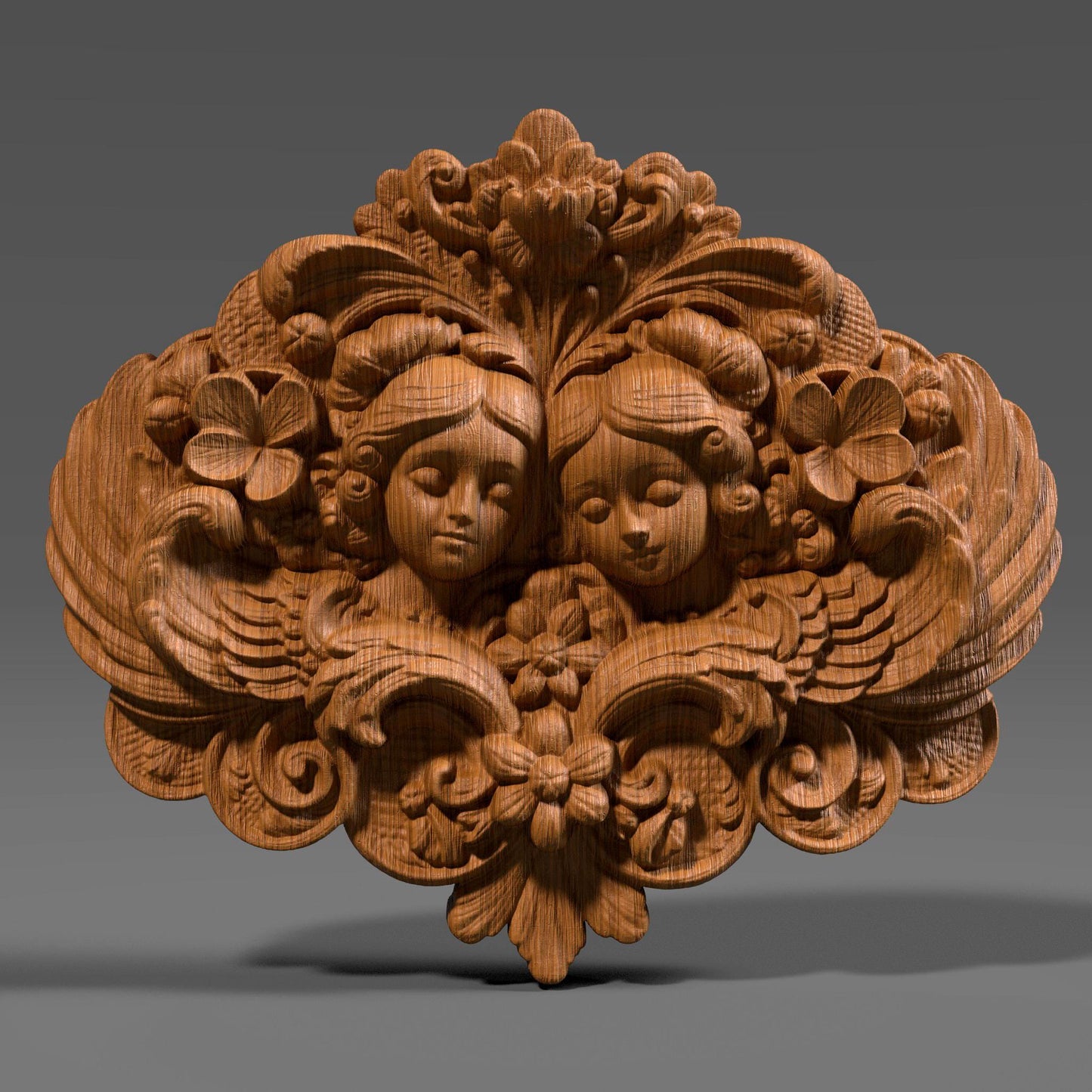 3D STL bas relief of the Gemini zodiac sign featuring twin angelic faces with floral and ornamental detailing. Ideal for CNC carving, 3D printing, and laser engraving. A spiritual and decorative piece for horoscope art, Gemini-themed gifts, or celestial home decor. Designed for wood, resin, or acrylic materials.