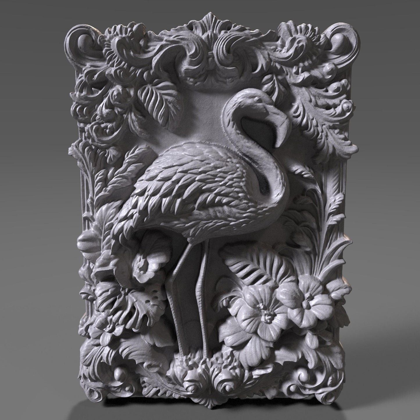 Flamingo 3D Relief STL File: CNC Wood Carving (Digital Download)