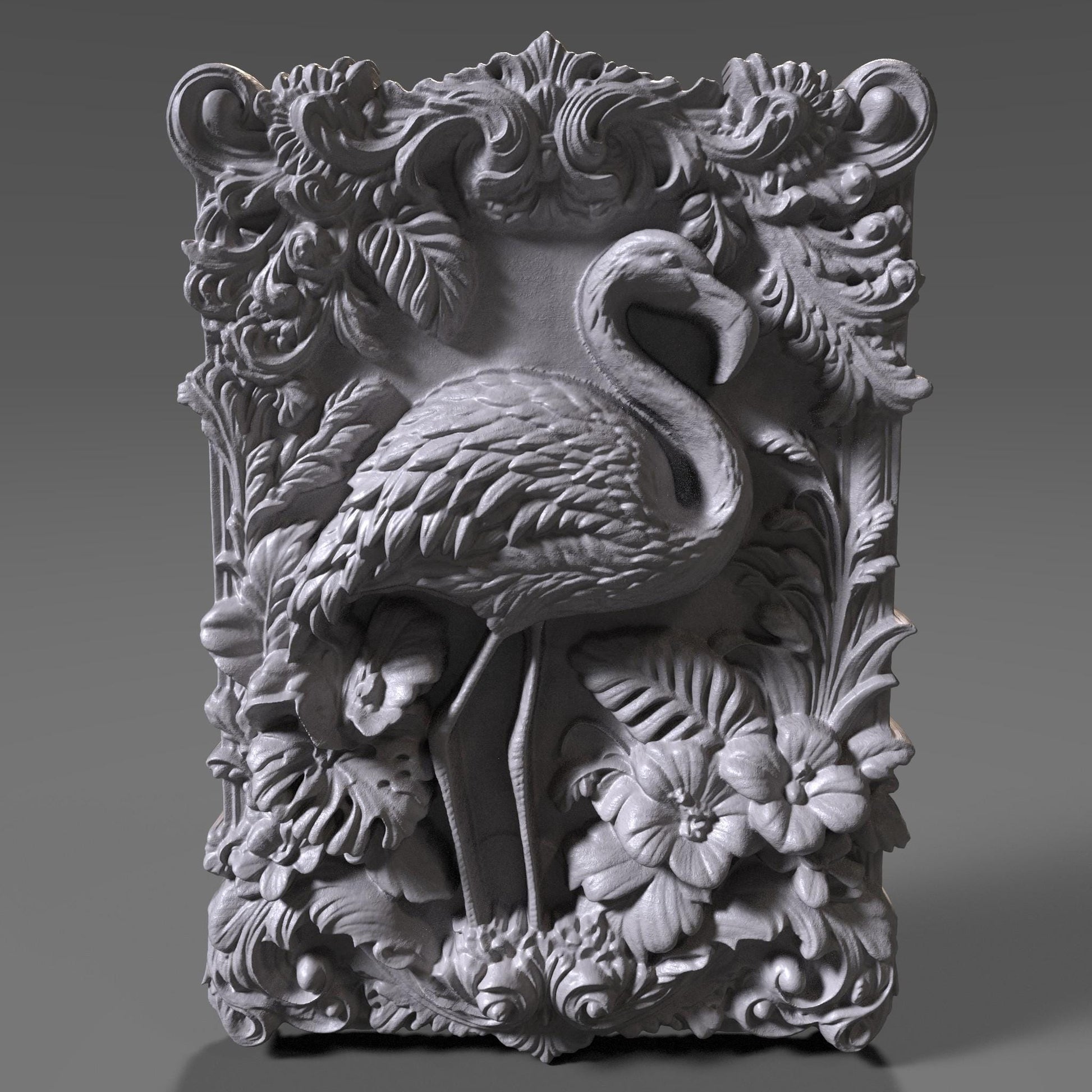 Flamingo 3D Relief STL File: CNC Wood Carving (Digital Download)
