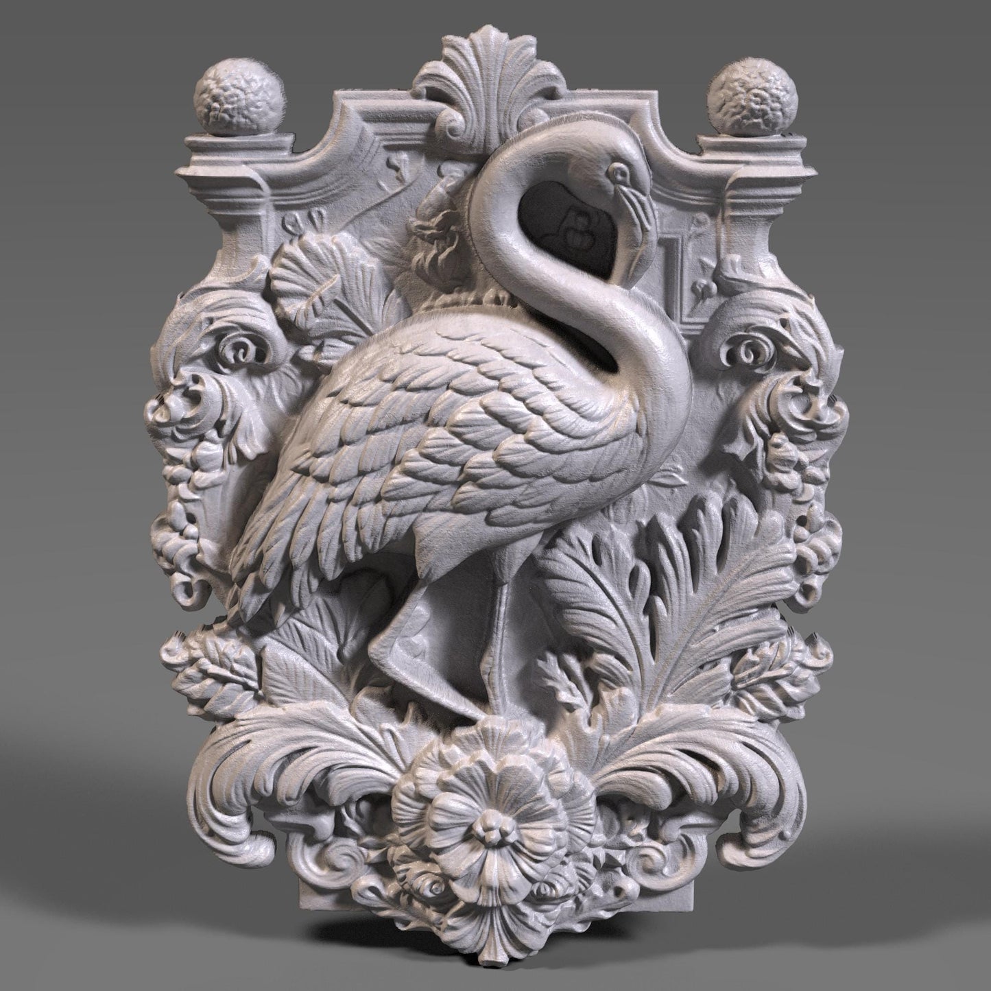 Flamingo 3D Relief Model: CNC Carving, Laser Engraving (Digital Download)