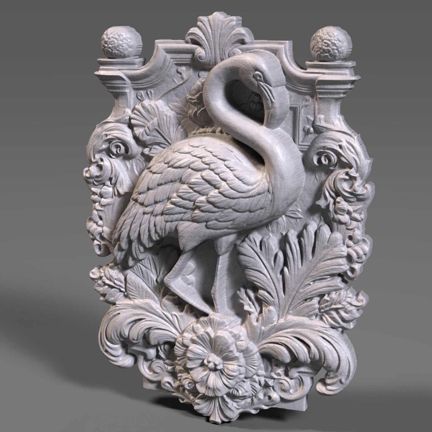 Flamingo 3D Relief Model: CNC Carving, Laser Engraving (Digital Download)