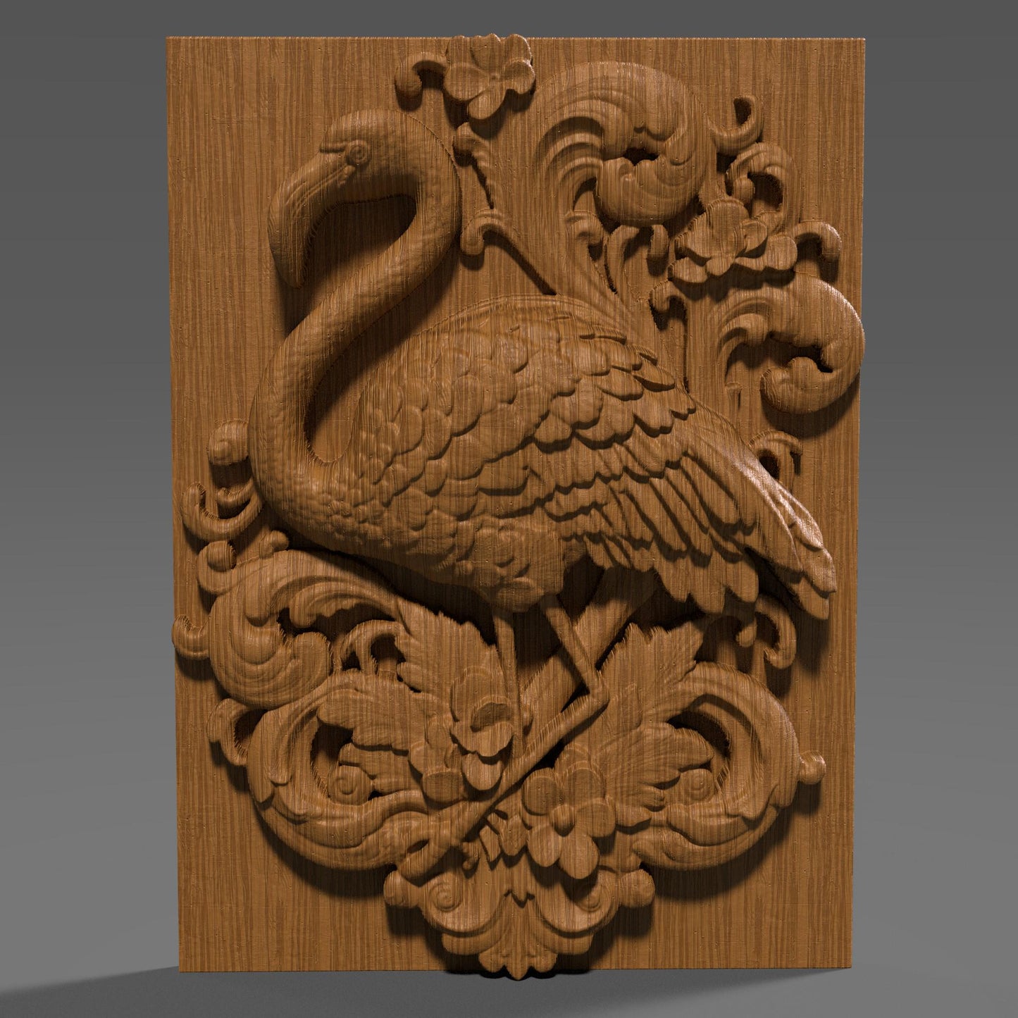 Flamingo 3D Relief: CNC Wood Carving STL File (Digital Download)