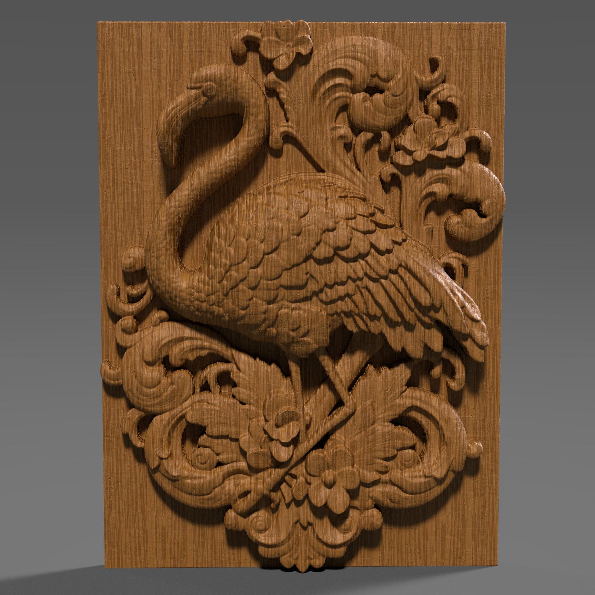 Flamingo 3D Relief: CNC Wood Carving STL File (Digital Download)