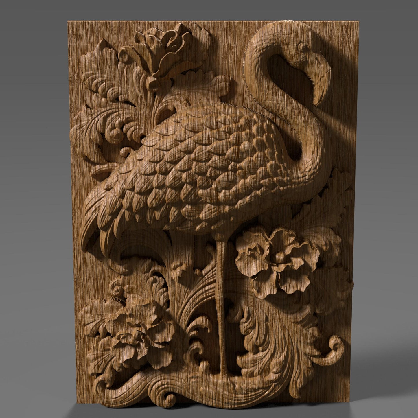 Flamingo 3D Relief: Tropical Bird CNC Carving (Digital Download)